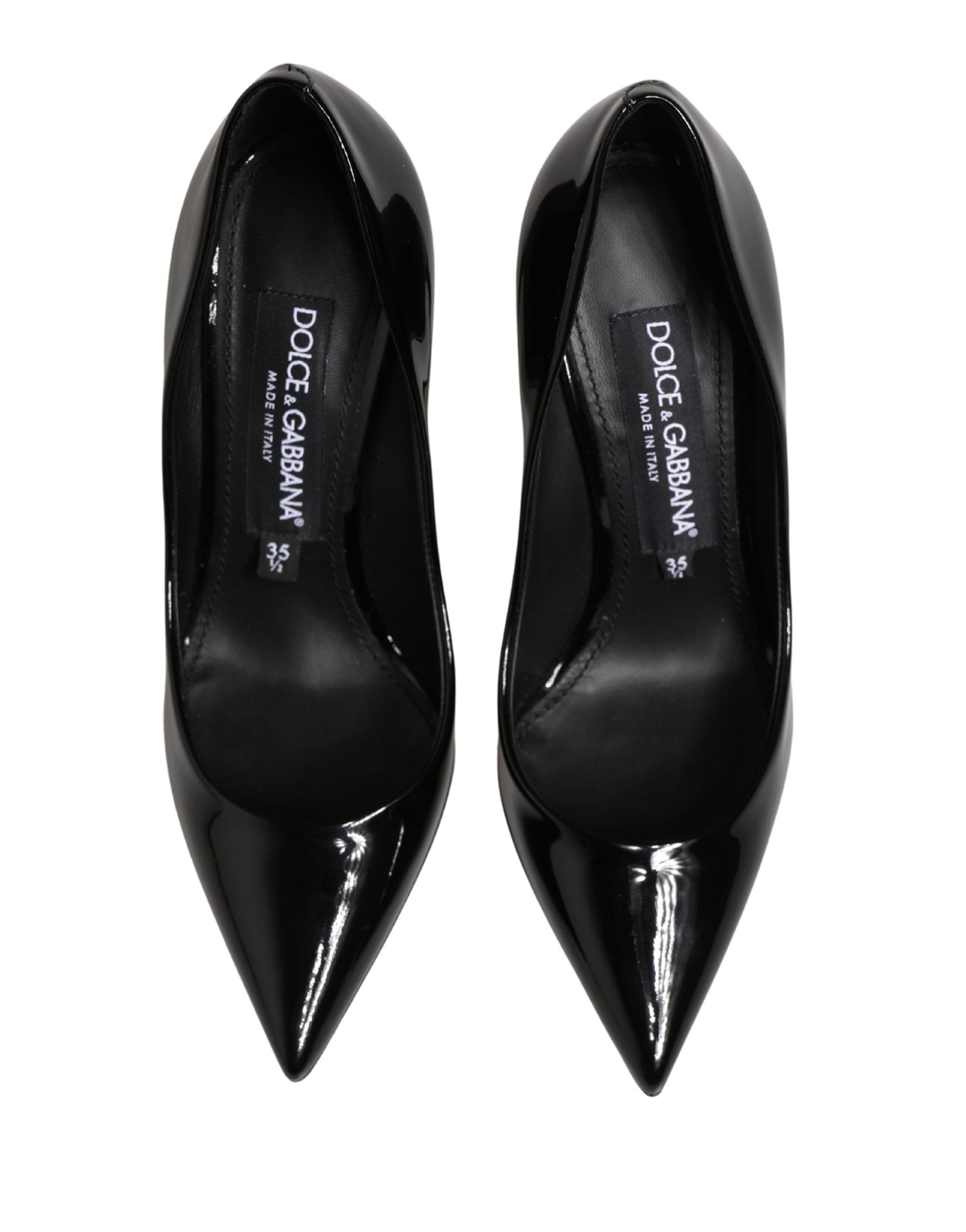 Dolce & Gabbana Black Calf Leather Stiletto Heels Pumps Shoes Curated Luxury Accessories by Orvyn