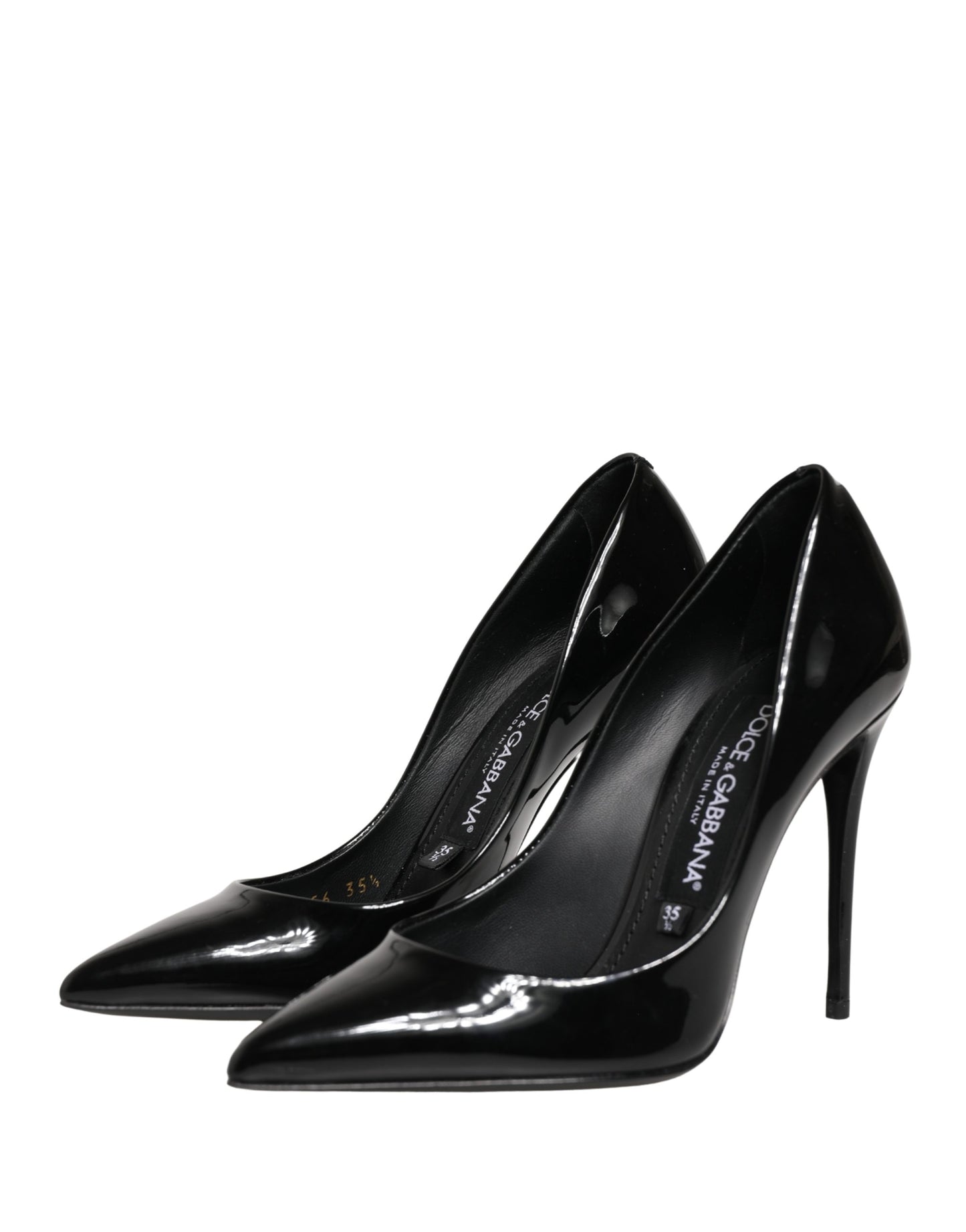Dolce & Gabbana Black Calf Leather Stiletto Heels Pumps Shoes Curated Luxury Accessories by Orvyn
