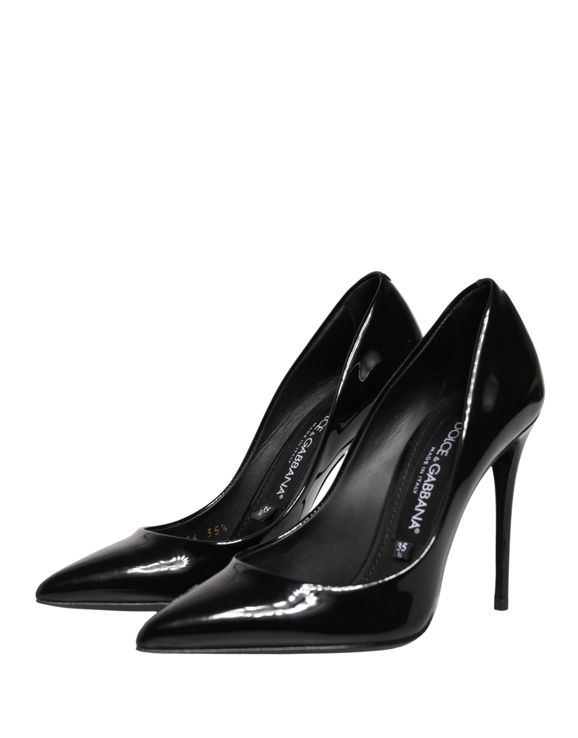 Dolce & Gabbana Black Calf Leather Stiletto Heels Pumps Shoes Curated Luxury Accessories by Orvyn