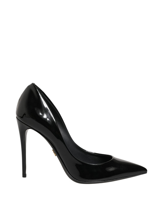 Dolce & Gabbana Black Calf Leather Stiletto Heels Pumps Shoes Curated Luxury Accessories by Orvyn