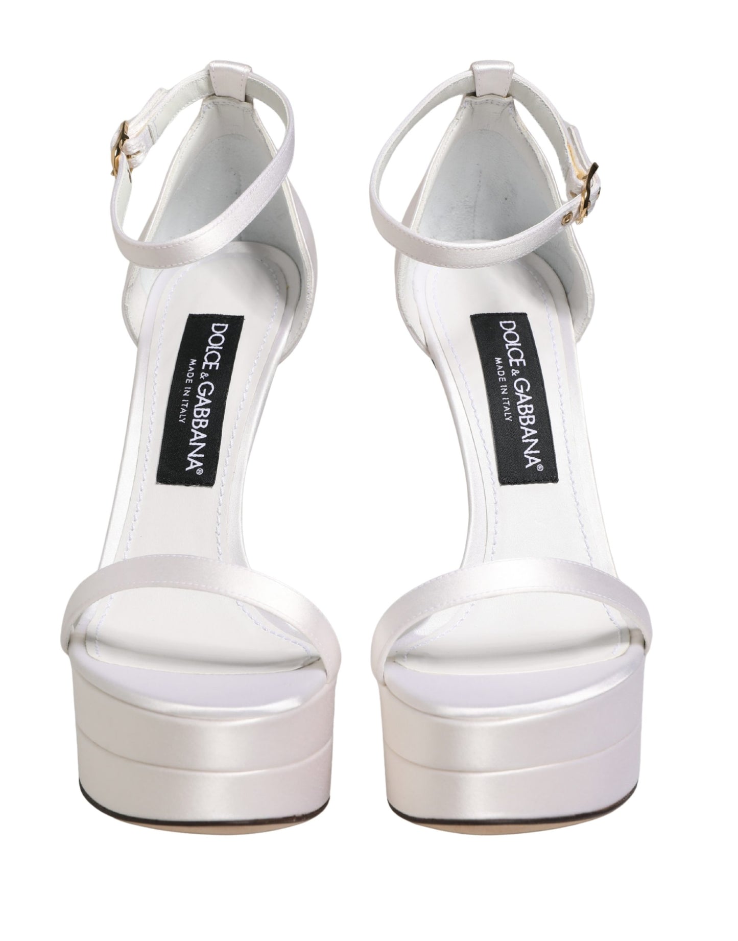 Dolce & Gabbana White Platform Ankle Strap Sandals Shoes Curated Luxury Accessories by Orvyn