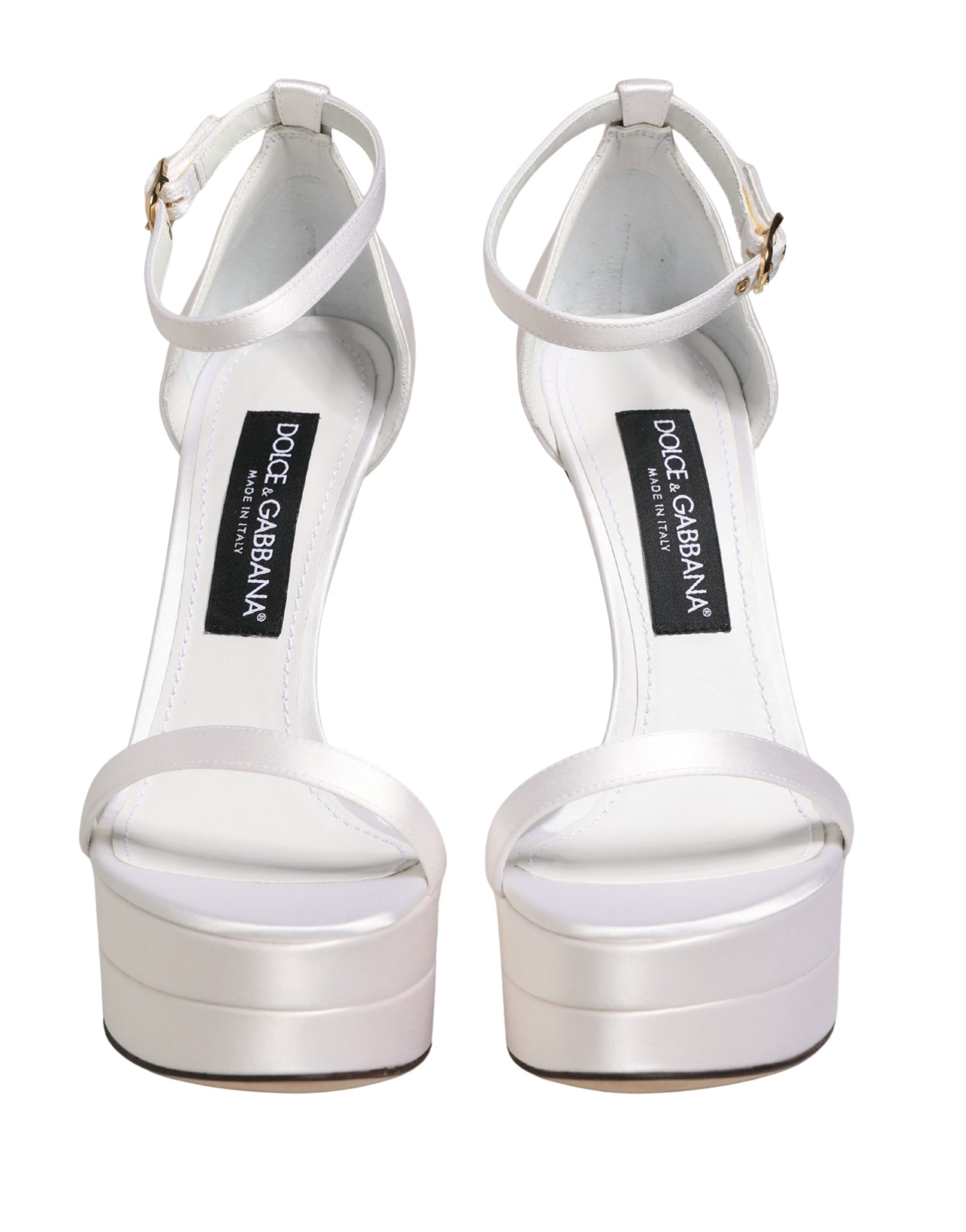Dolce & Gabbana White Platform Ankle Strap Sandals Shoes Curated Luxury Accessories by Orvyn