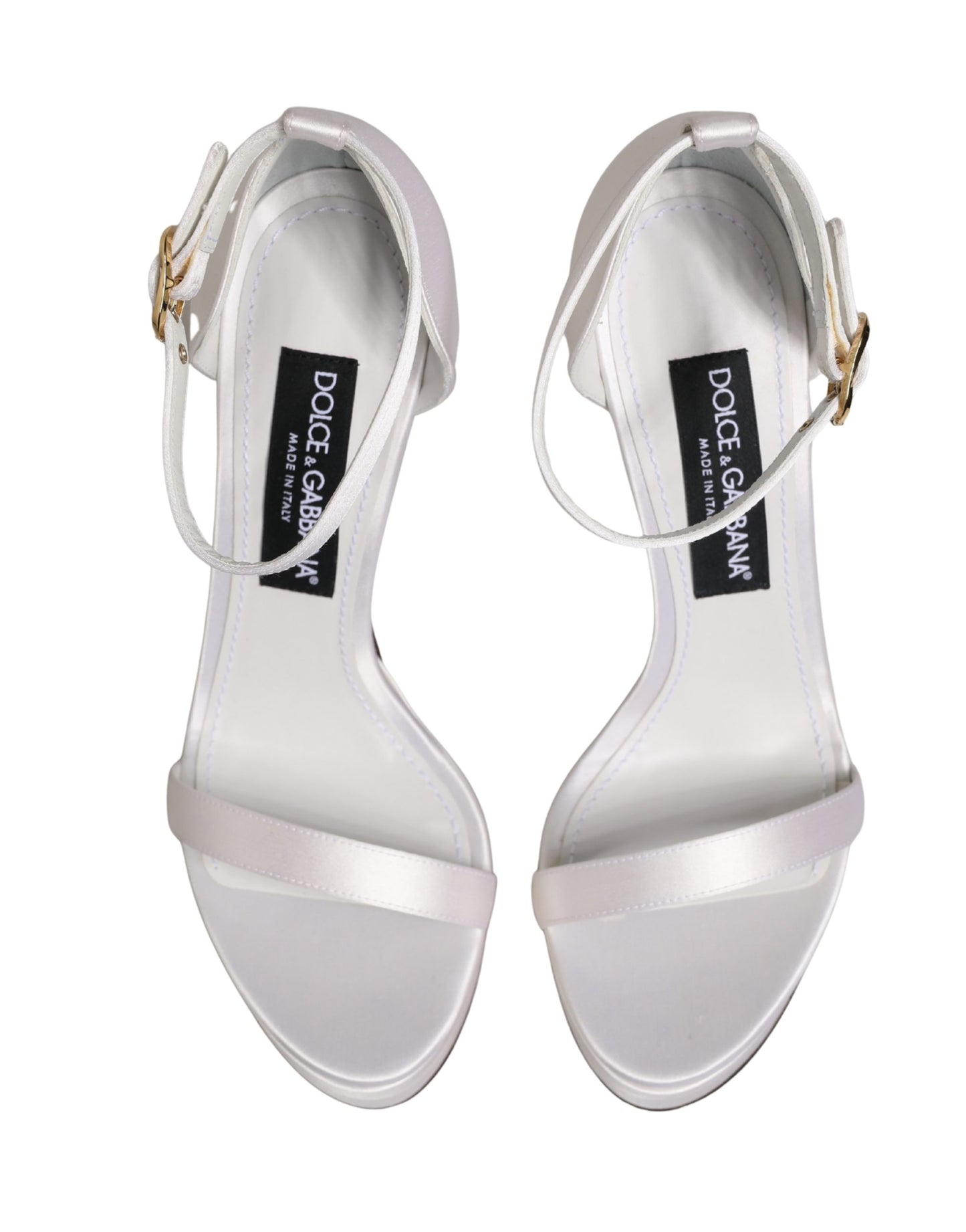 Dolce & Gabbana White Platform Ankle Strap Sandals Shoes Curated Luxury Accessories by Orvyn