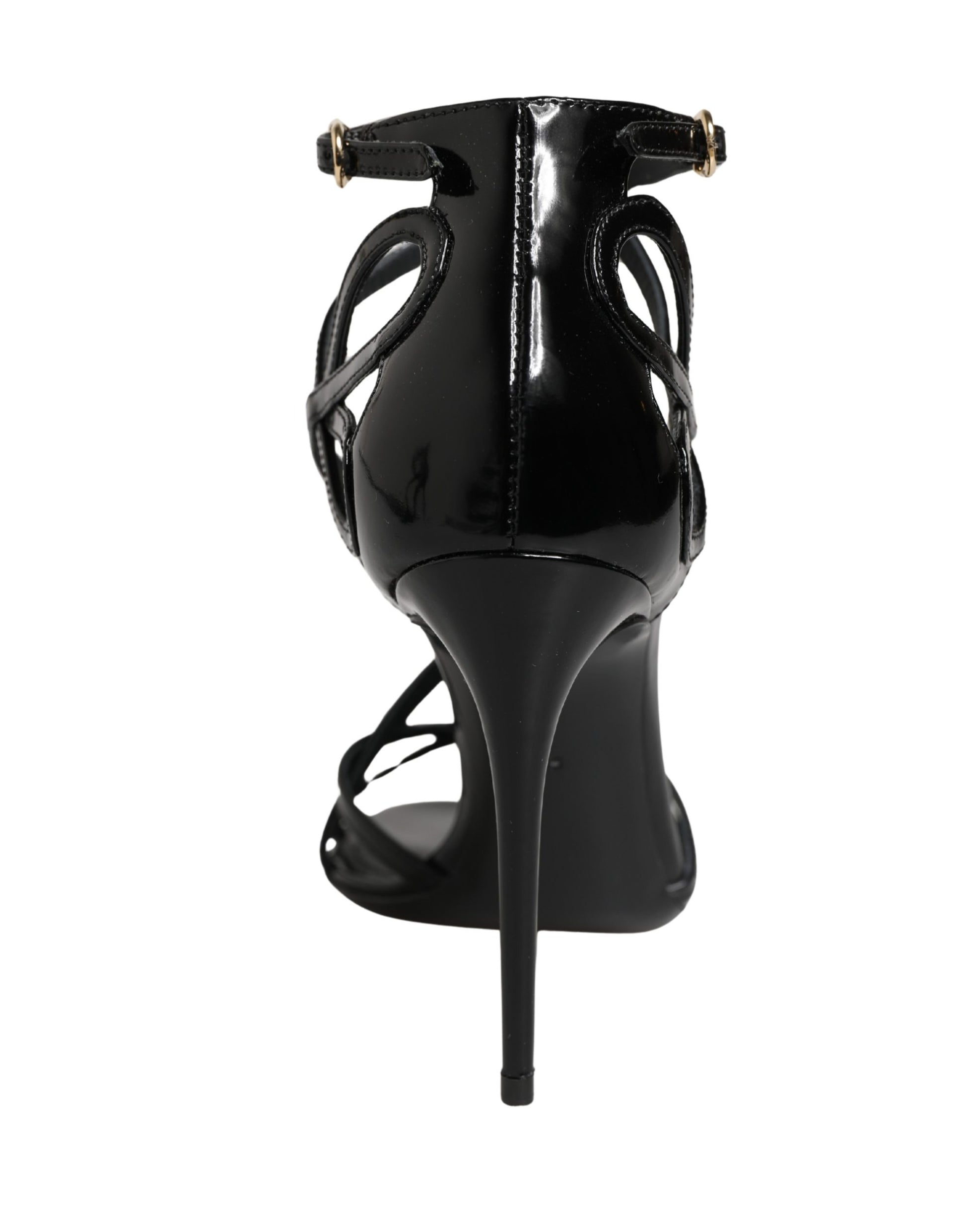 Dolce & Gabbana Black Leather Stiletto Heel Sandals Shoes Curated Luxury Accessories by Orvyn