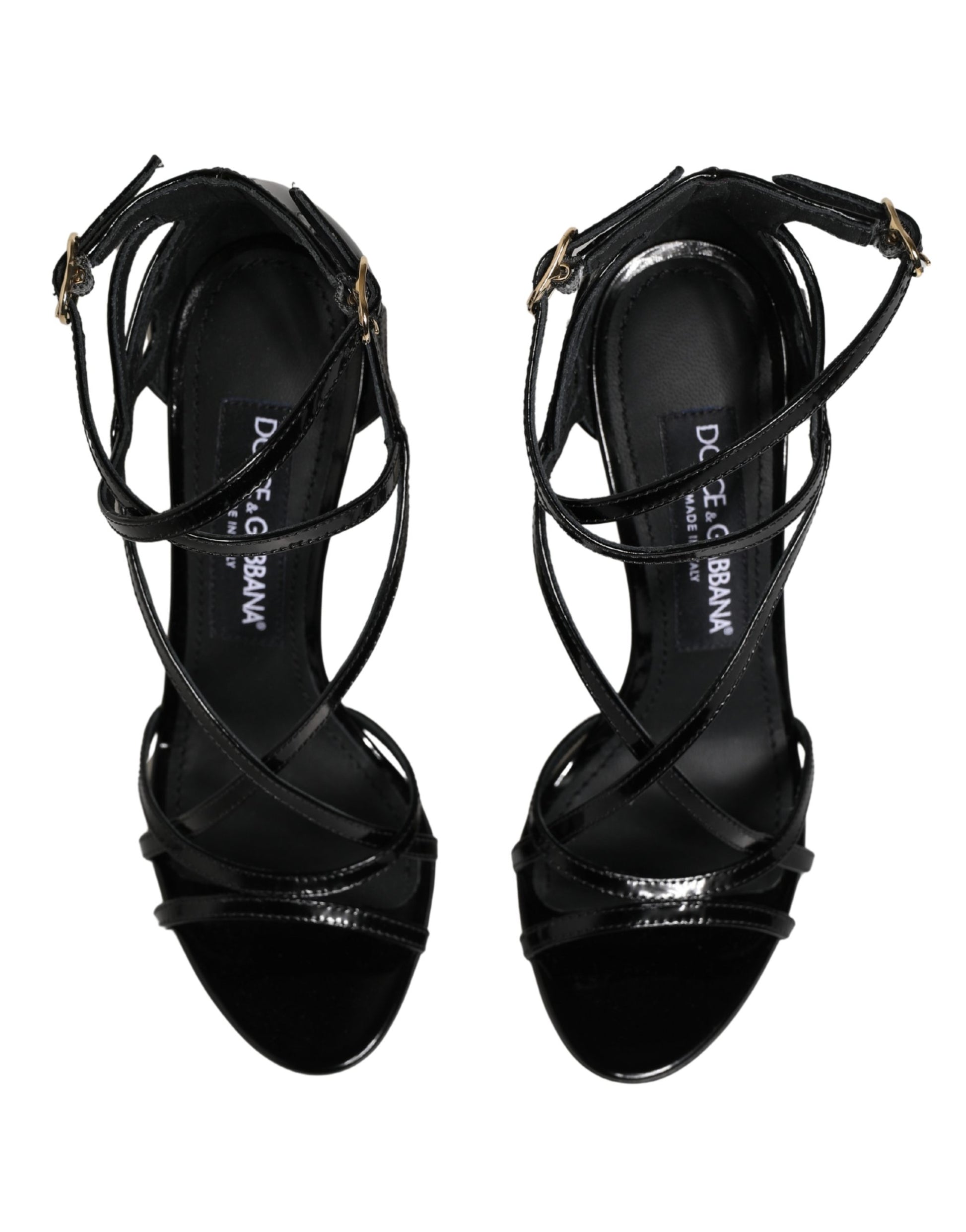 Dolce & Gabbana Black Leather Stiletto Heel Sandals Shoes Curated Luxury Accessories by Orvyn