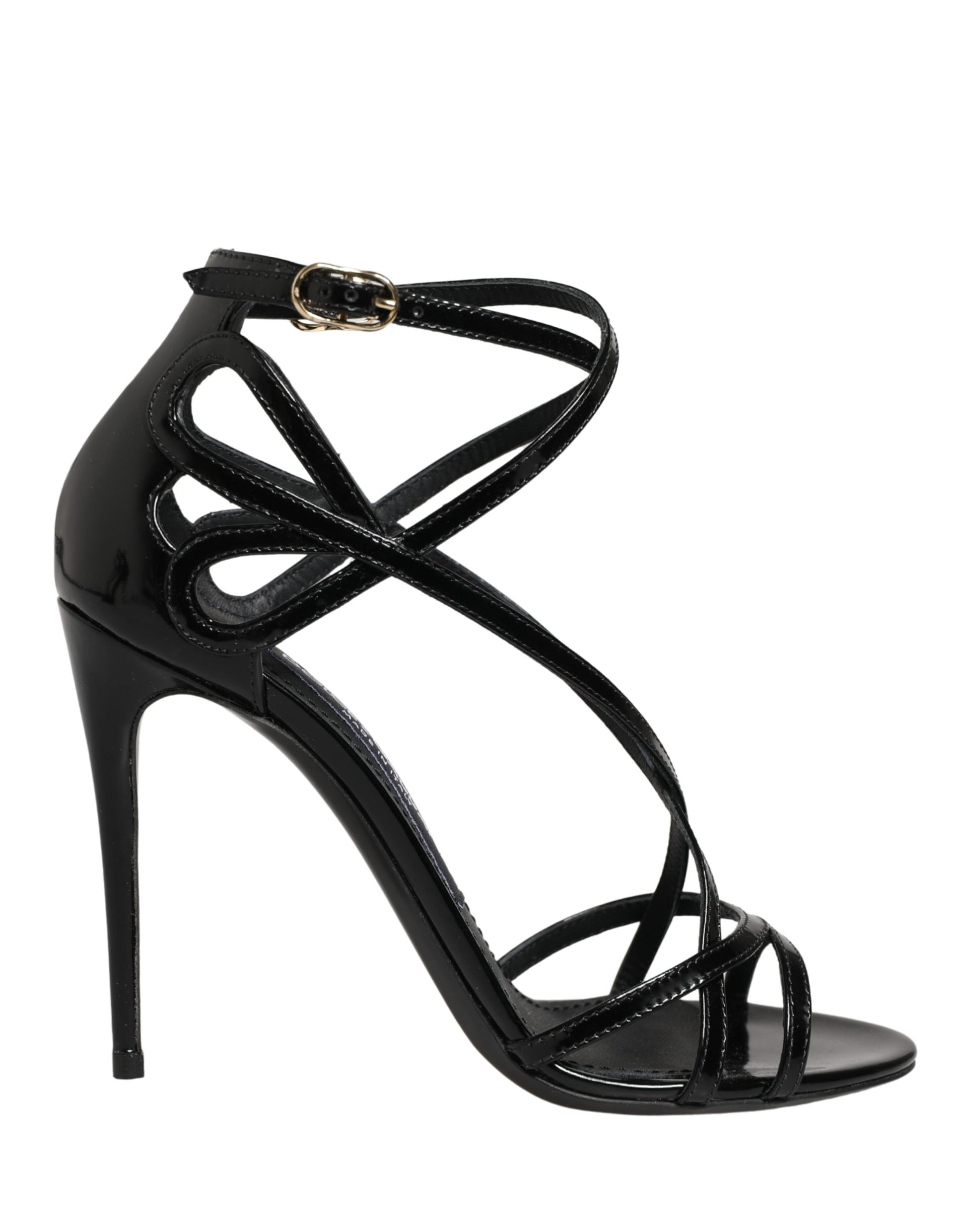 Dolce & Gabbana Black Leather Stiletto Heel Sandals Shoes Curated Luxury Accessories by Orvyn