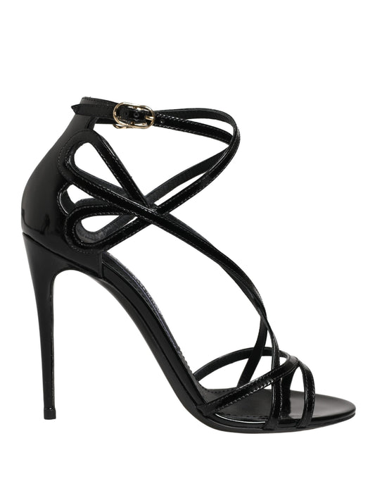 Dolce & Gabbana Black Leather Stiletto Heel Sandals Shoes Curated Luxury Accessories by Orvyn