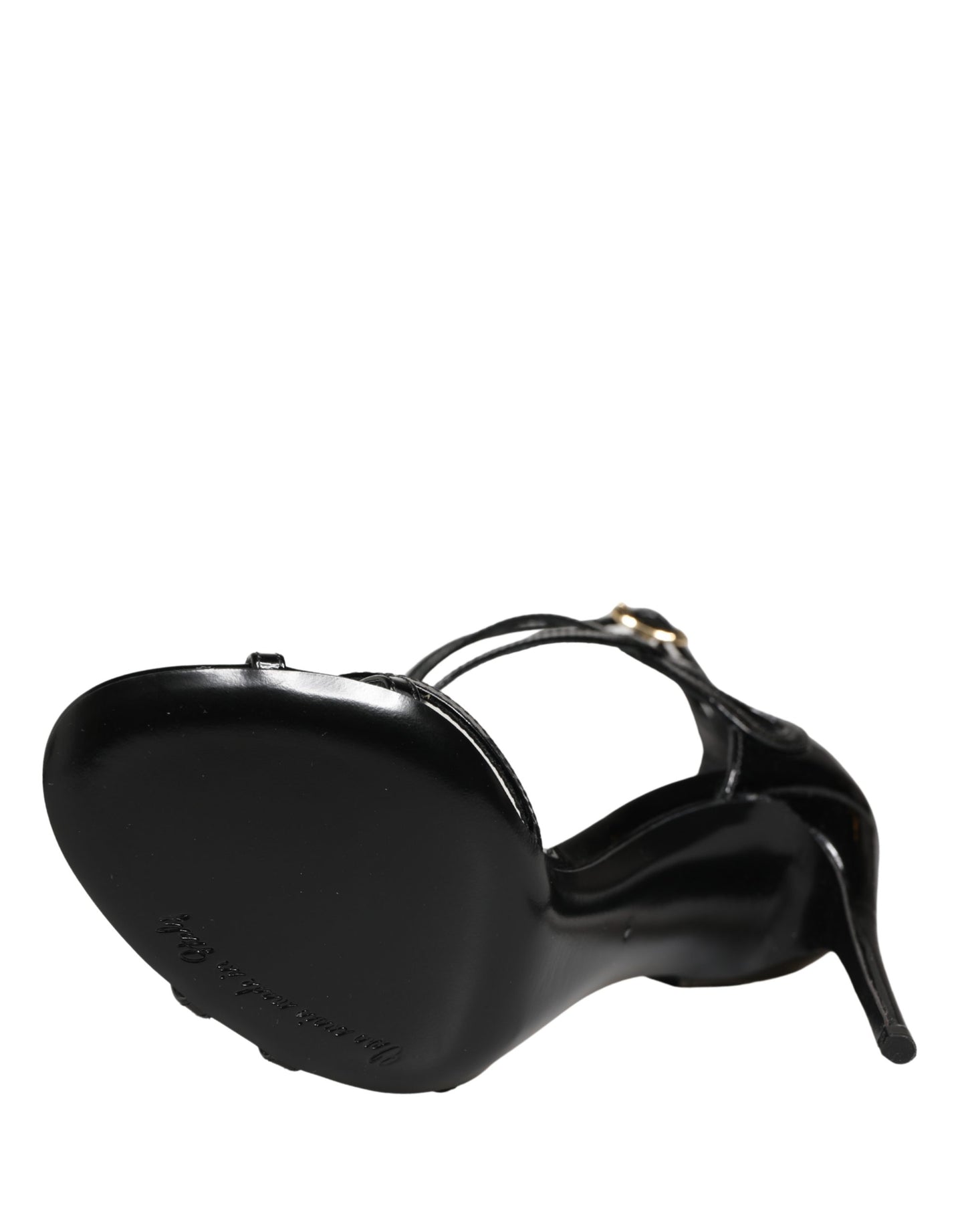 Dolce & Gabbana Black Leather Stiletto Heel Sandals Shoes Curated Luxury Accessories by Orvyn