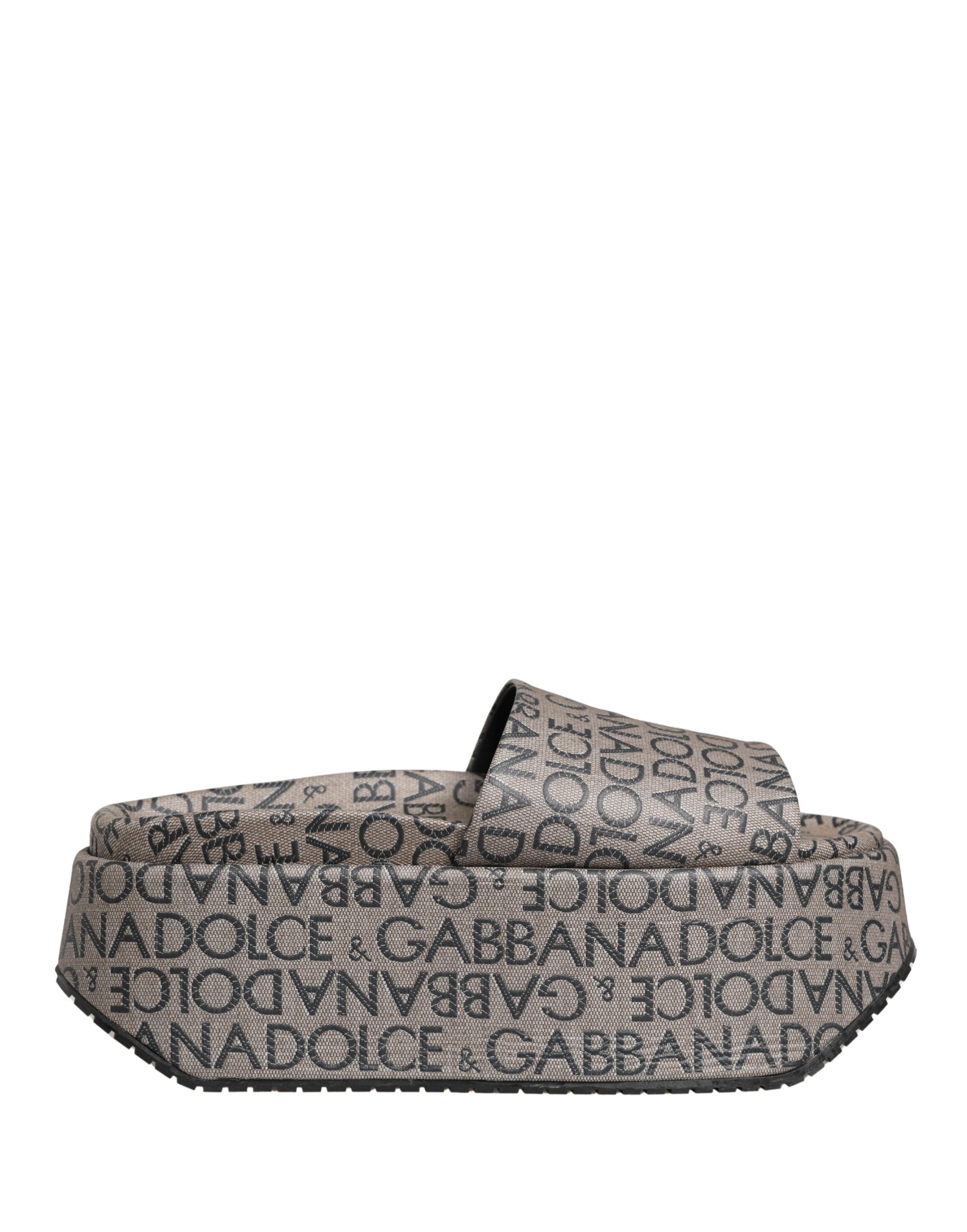 Dolce & Gabbana Gray Leather Monogram Logo Sandals Shoes Curated Luxury Accessories by Orvyn