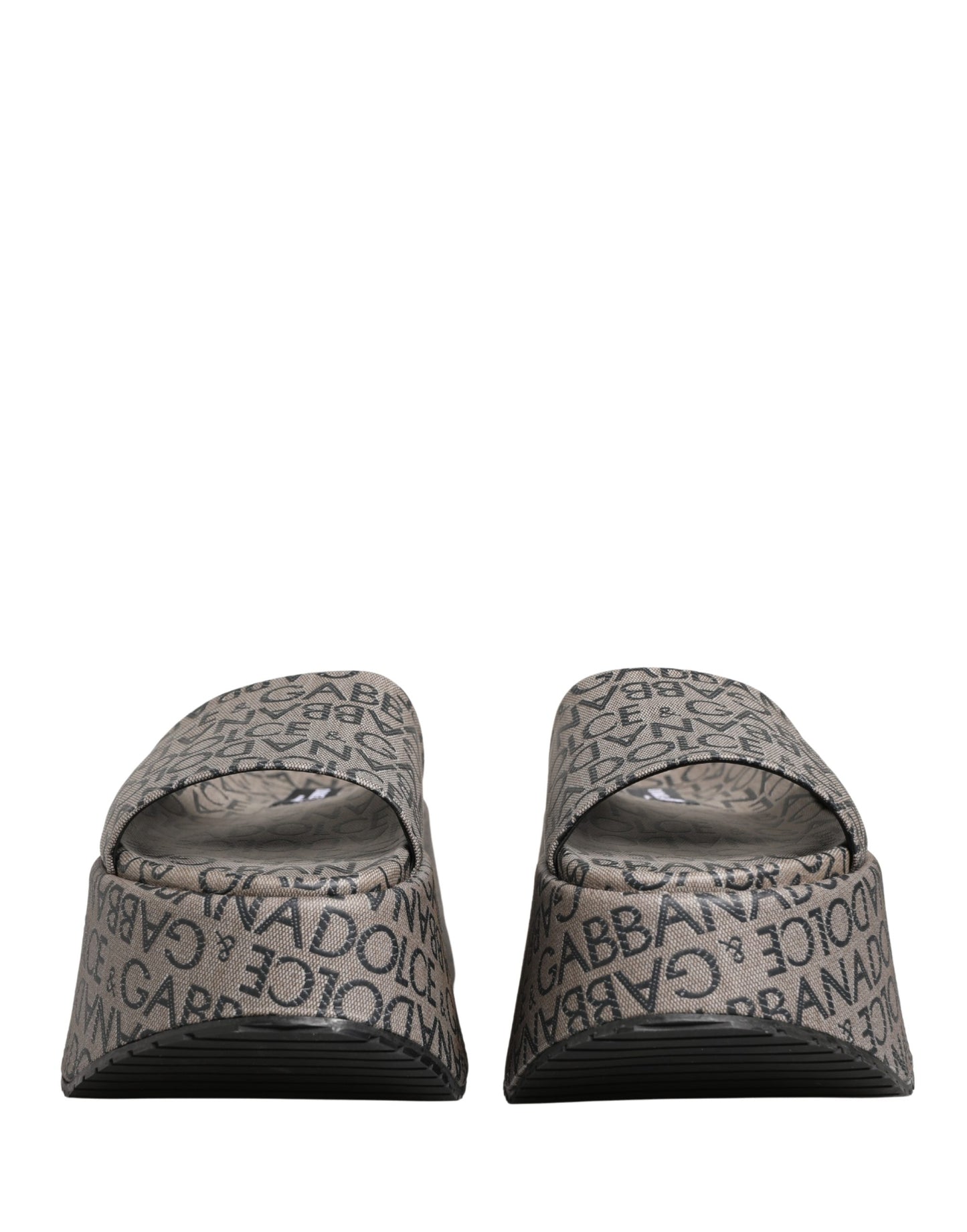 Dolce & Gabbana Gray Leather Monogram Logo Sandals Shoes Curated Luxury Accessories by Orvyn