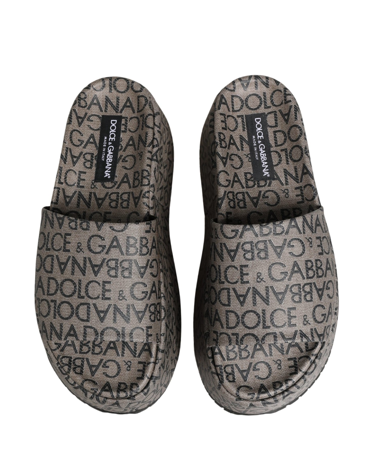 Dolce & Gabbana Gray Leather Monogram Logo Sandals Shoes Curated Luxury Accessories by Orvyn