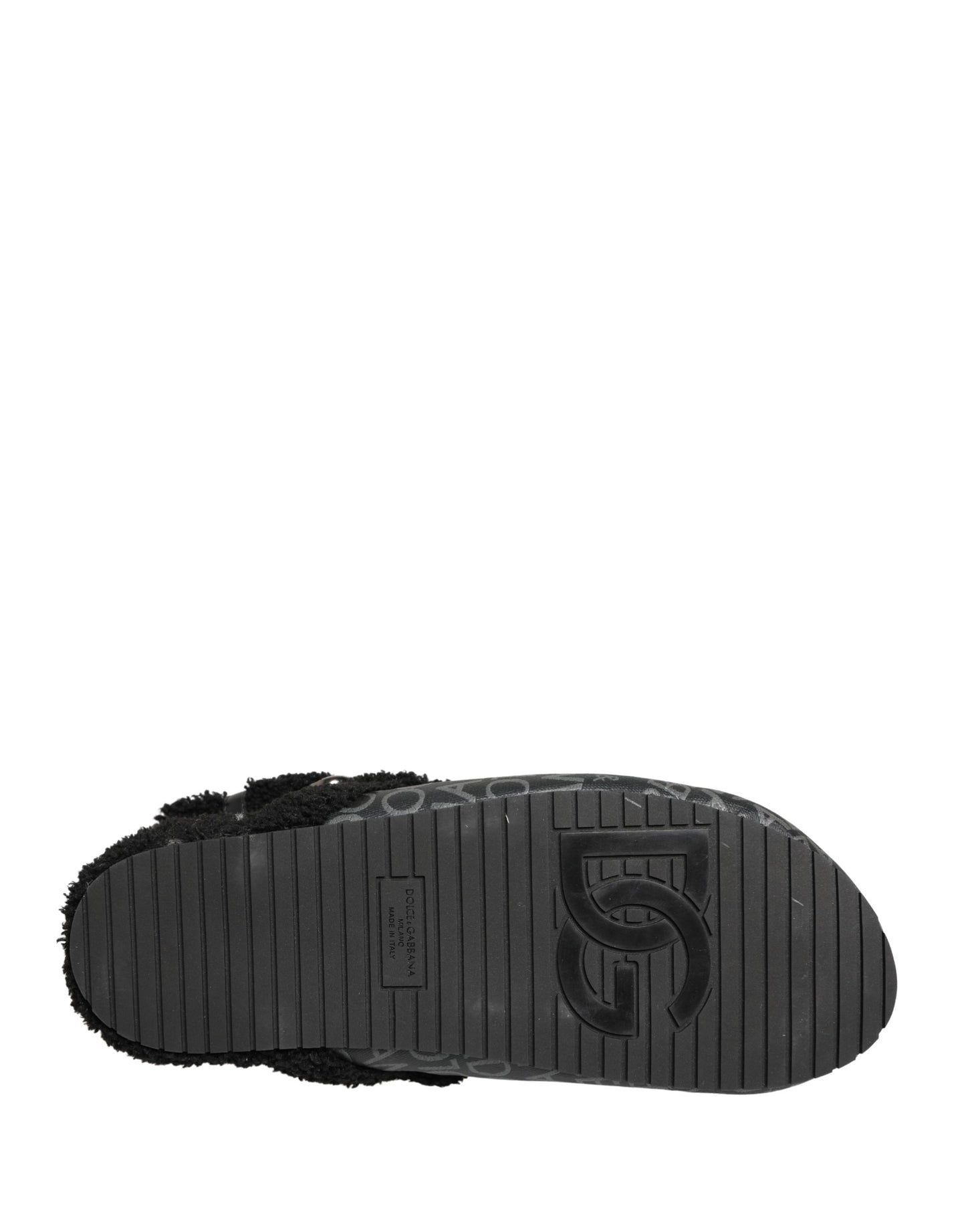 Dolce & Gabbana Gray Faux Fur Jacquard Mules Sandals Shoes Curated Luxury Accessories by Orvyn