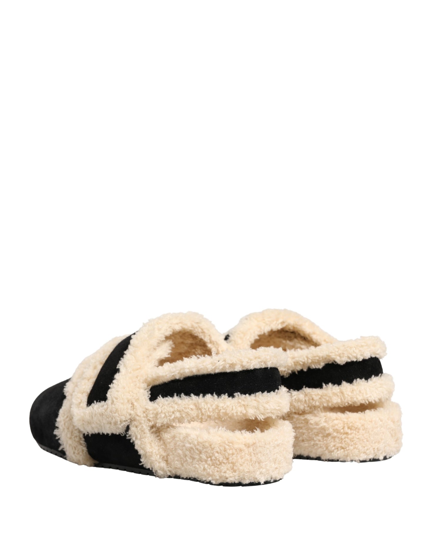Dolce & Gabbana Beige Black Faux Fur Flats Men Sandals Shoes Curated Luxury Accessories by Orvyn
