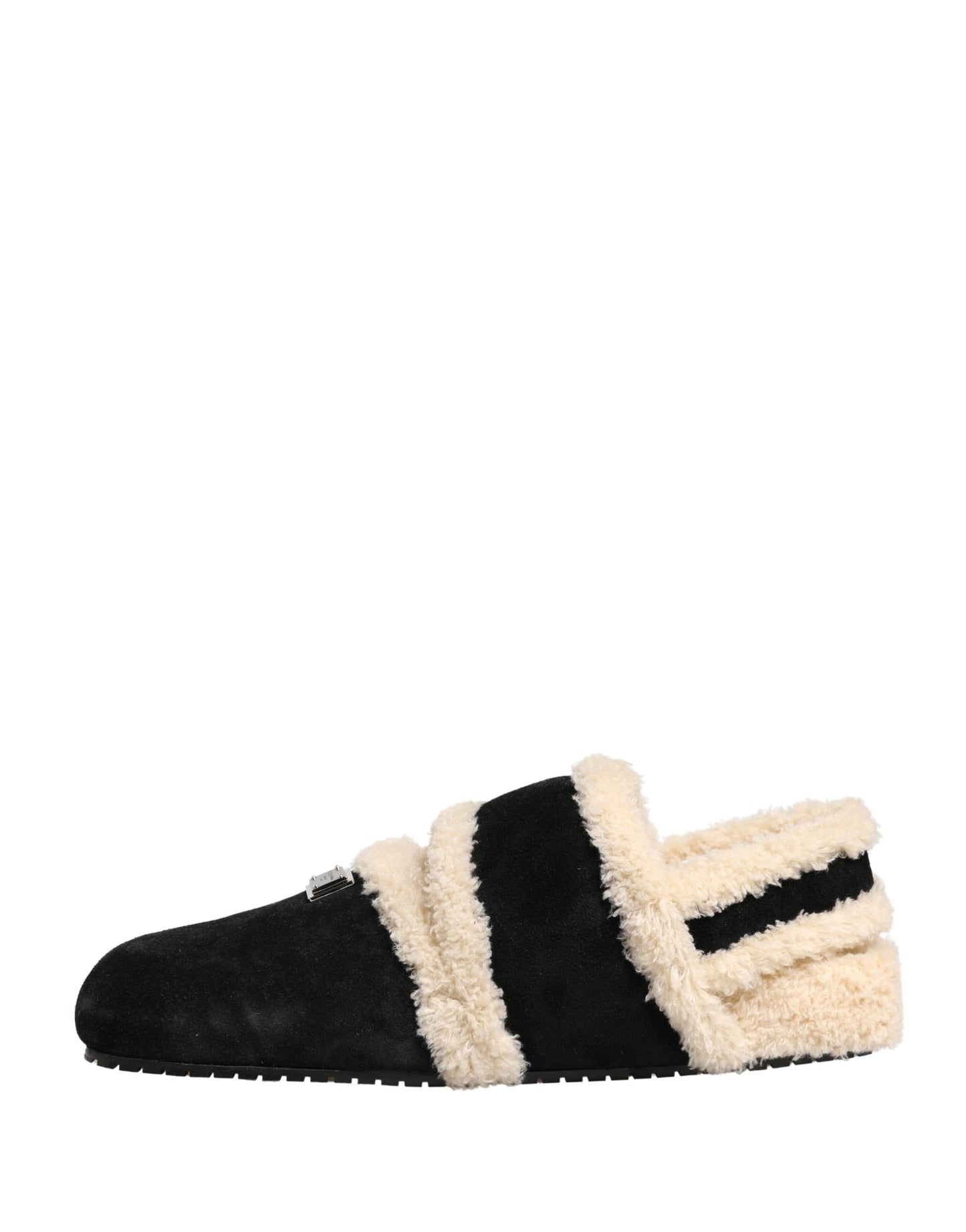 Dolce & Gabbana Beige Black Faux Fur Flats Men Sandals Shoes Curated Luxury Accessories by Orvyn