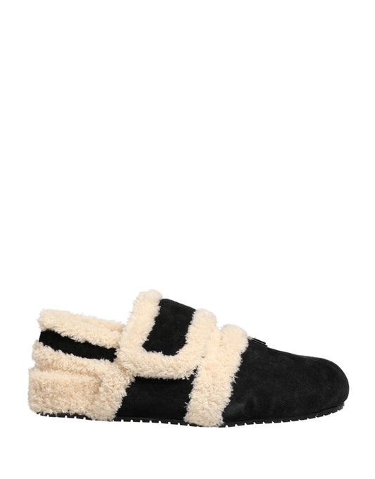 Dolce & Gabbana Beige Black Faux Fur Flats Men Sandals Shoes Curated Luxury Accessories by Orvyn