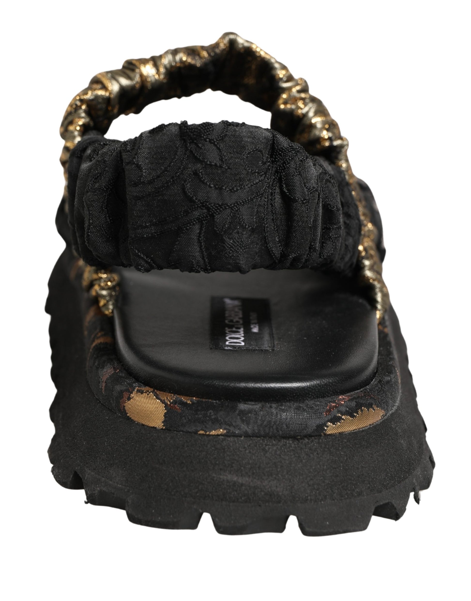 Dolce & Gabbana Black Ruching Detail Flats Men Sandals Shoes Curated Luxury Accessories by Orvyn