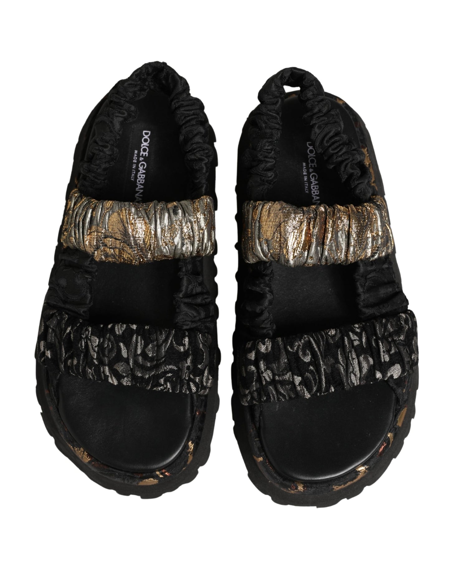 Dolce & Gabbana Black Ruching Detail Flats Men Sandals Shoes Curated Luxury Accessories by Orvyn