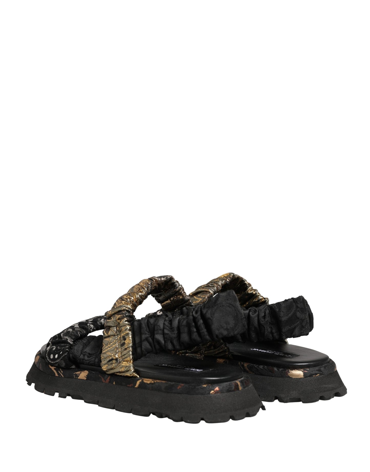 Dolce & Gabbana Black Ruching Detail Flats Men Sandals Shoes Curated Luxury Accessories by Orvyn