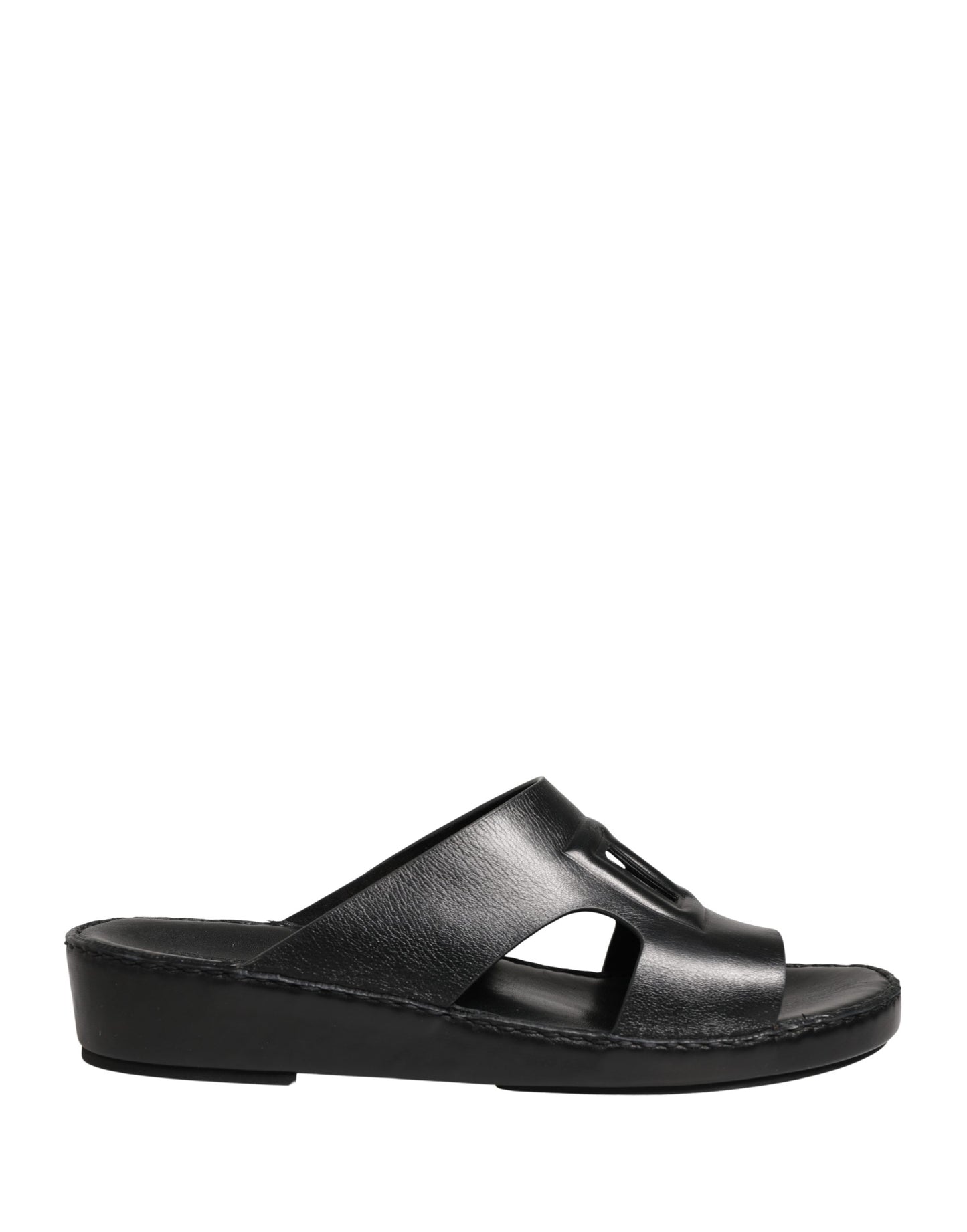 Dolce & Gabbana Black Leather Cutout DG Logo Sandals Shoes Curated Luxury Accessories by Orvyn