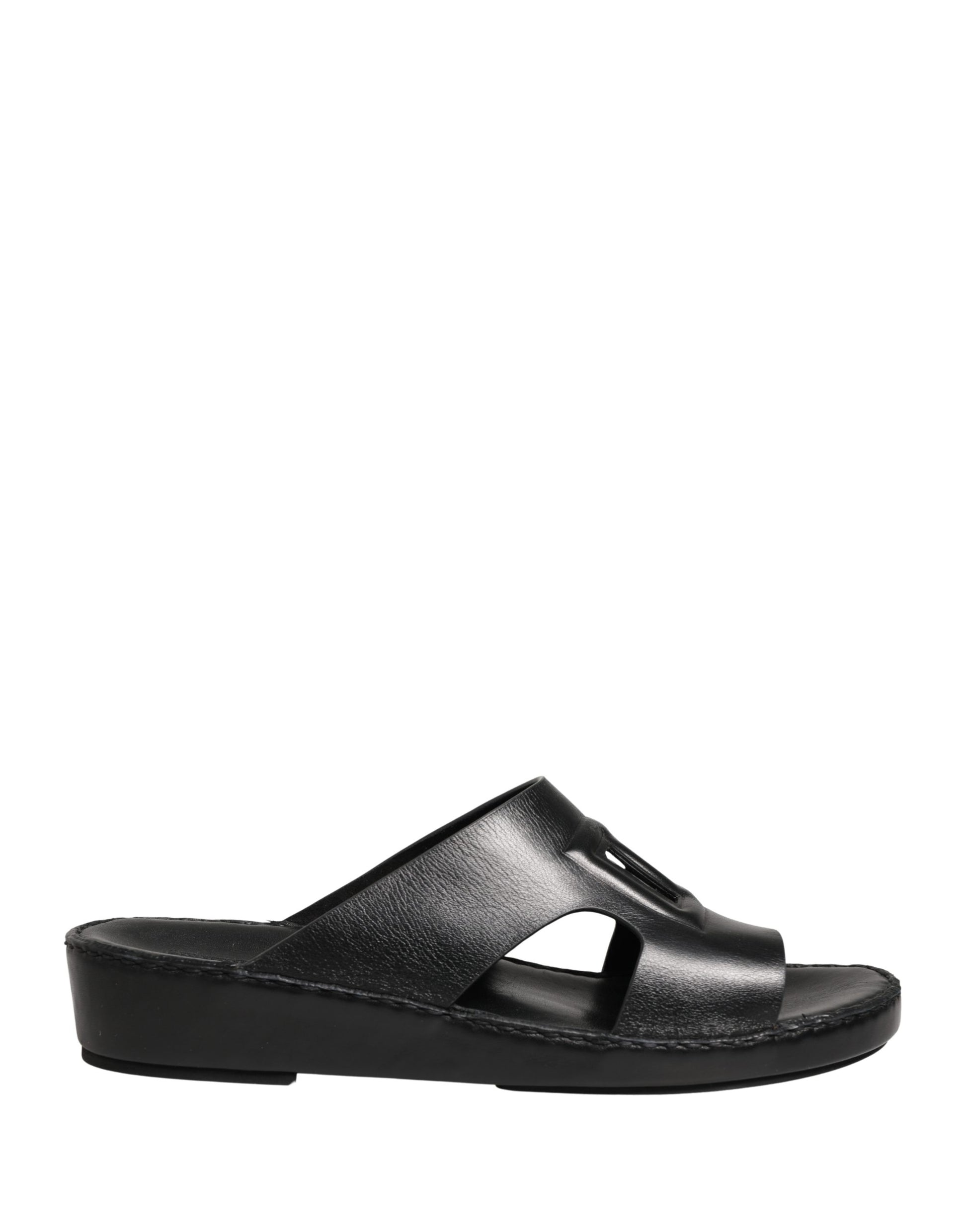Dolce & Gabbana Black Leather Cutout DG Logo Sandals Shoes Curated Luxury Accessories by Orvyn