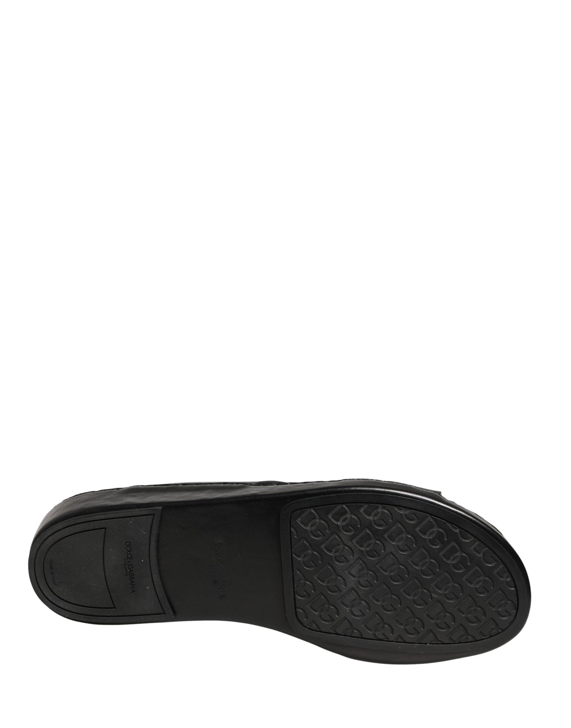 Dolce & Gabbana Black Leather Cutout DG Logo Sandals Shoes Curated Luxury Accessories by Orvyn