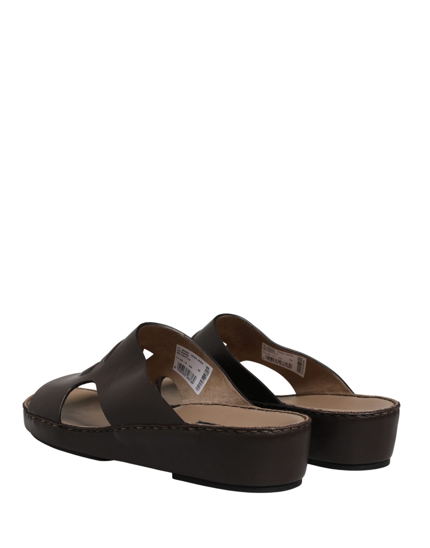 Dolce & Gabbana Brown Leather Cutout DG Logo Sandals Shoes Curated Luxury Accessories by Orvyn