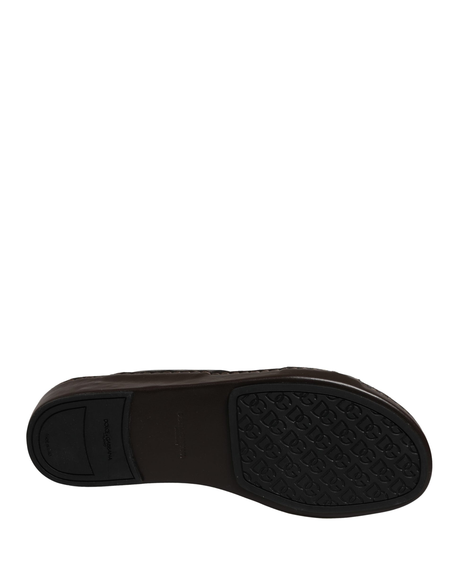 Dolce & Gabbana Brown Leather Cutout DG Logo Sandals Shoes Curated Luxury Accessories by Orvyn