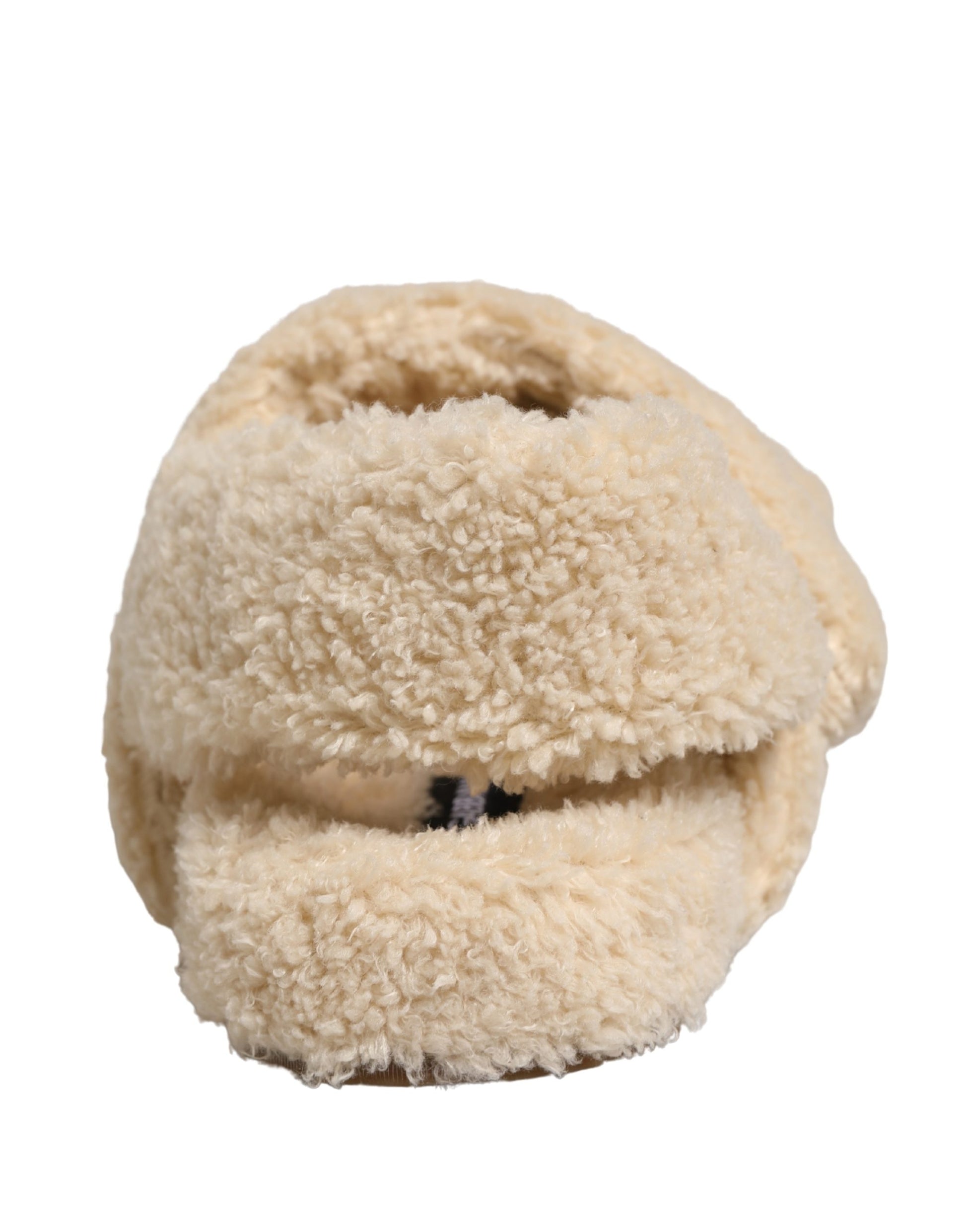 Dolce & Gabbana Beige Faux Fur Slides Men Flats Sandals Shoes Curated Luxury Accessories by Orvyn