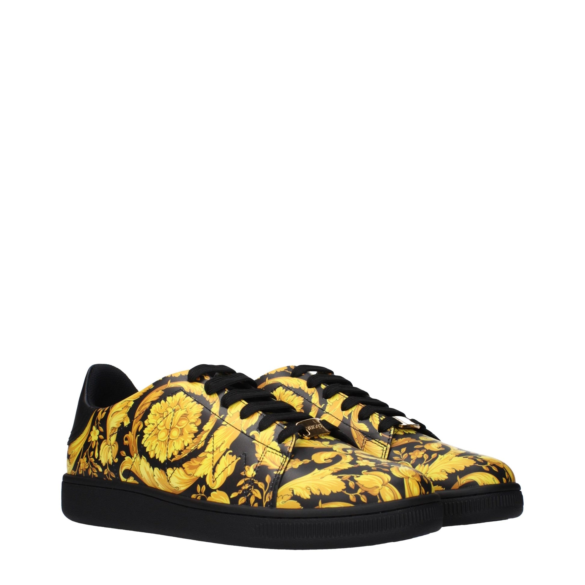 Versace Black Leather Chunky Sneakers Curated Luxury Accessories by Orvyn