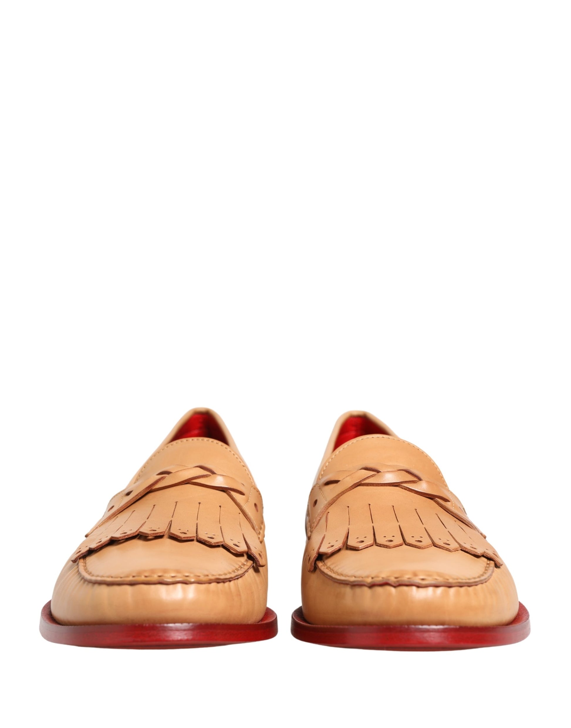 Dolce & Gabbana Beige Tassel Leather Men Slip On Loafers Shoes Curated Luxury Accessories by Orvyn