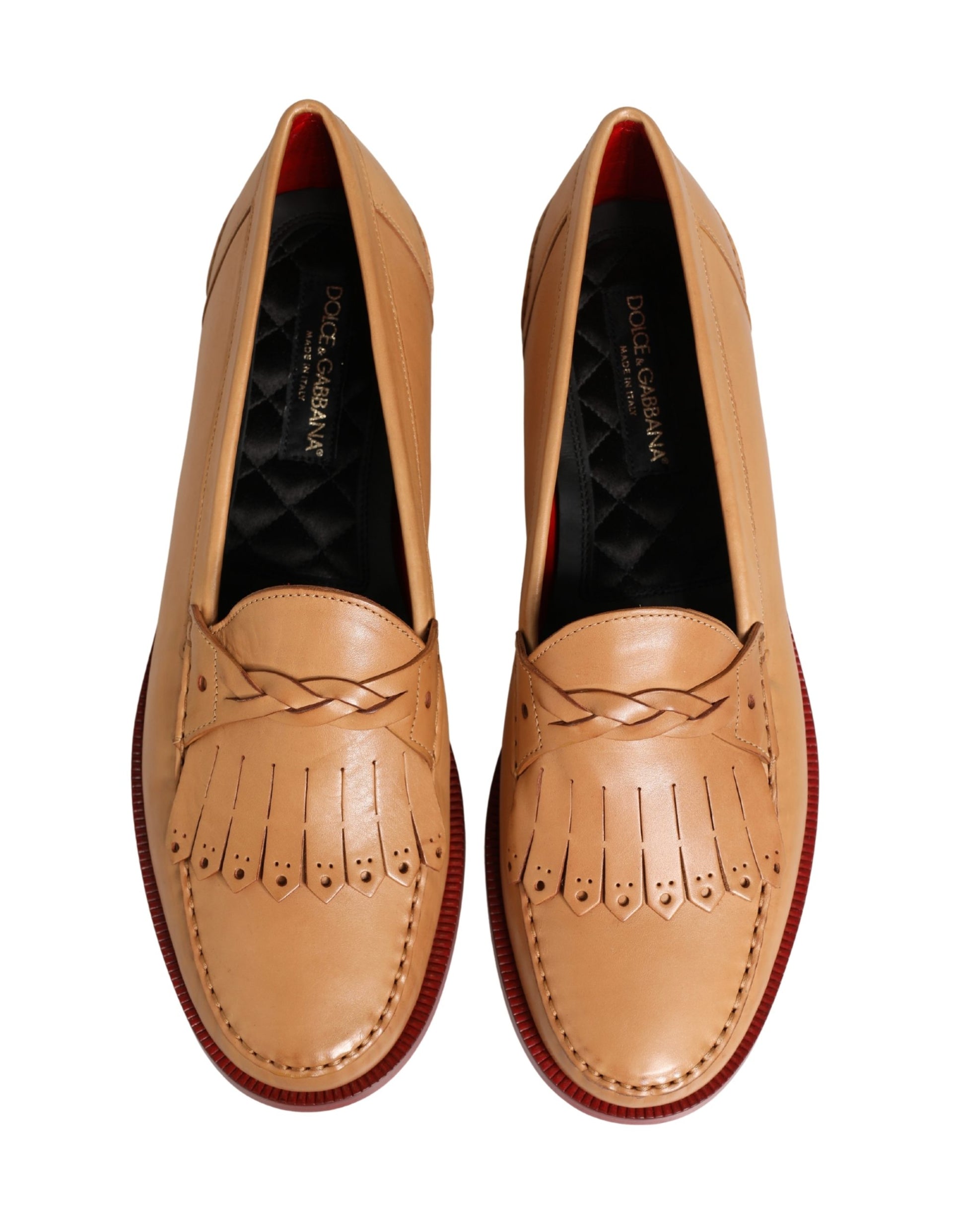 Dolce & Gabbana Beige Tassel Leather Men Slip On Loafers Shoes Curated Luxury Accessories by Orvyn