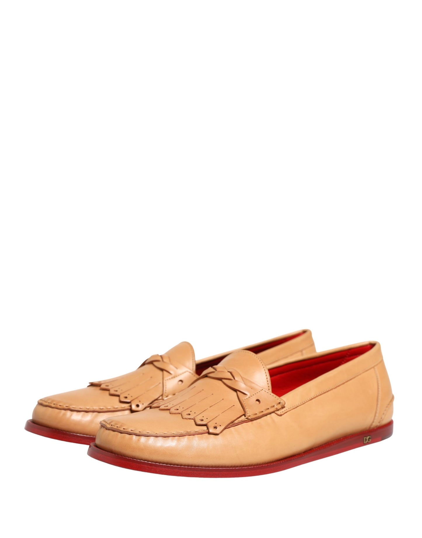 Dolce & Gabbana Beige Tassel Leather Men Slip On Loafers Shoes Curated Luxury Accessories by Orvyn