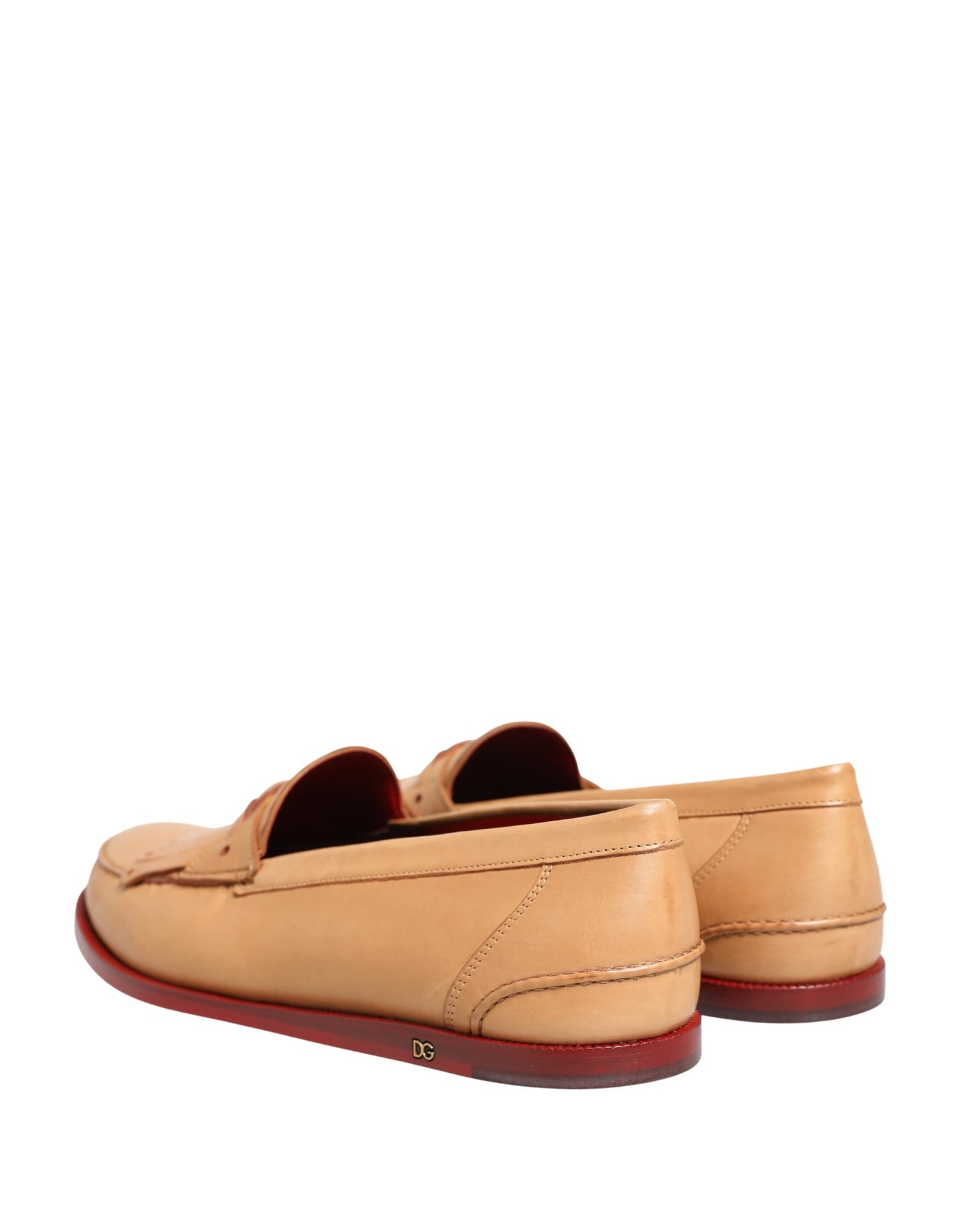 Dolce & Gabbana Beige Tassel Leather Men Slip On Loafers Shoes Curated Luxury Accessories by Orvyn