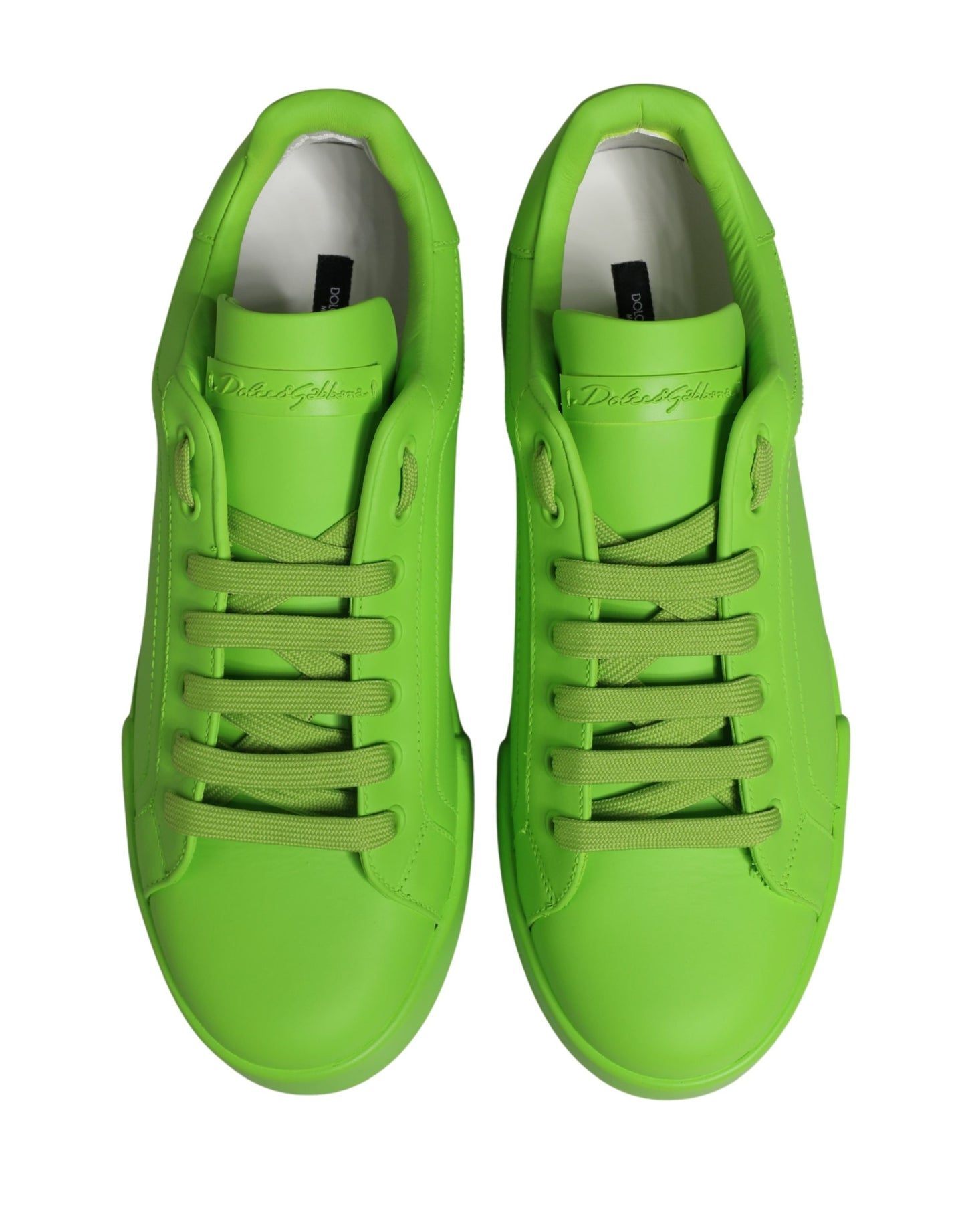 Dolce & Gabbana Green Leather Portofino Low Top Sneakers Shoes Curated Luxury Accessories by Orvyn