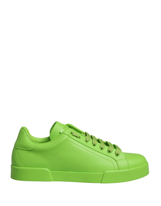 Dolce & Gabbana Green Leather Portofino Low Top Sneakers Shoes Curated Luxury Accessories by Orvyn