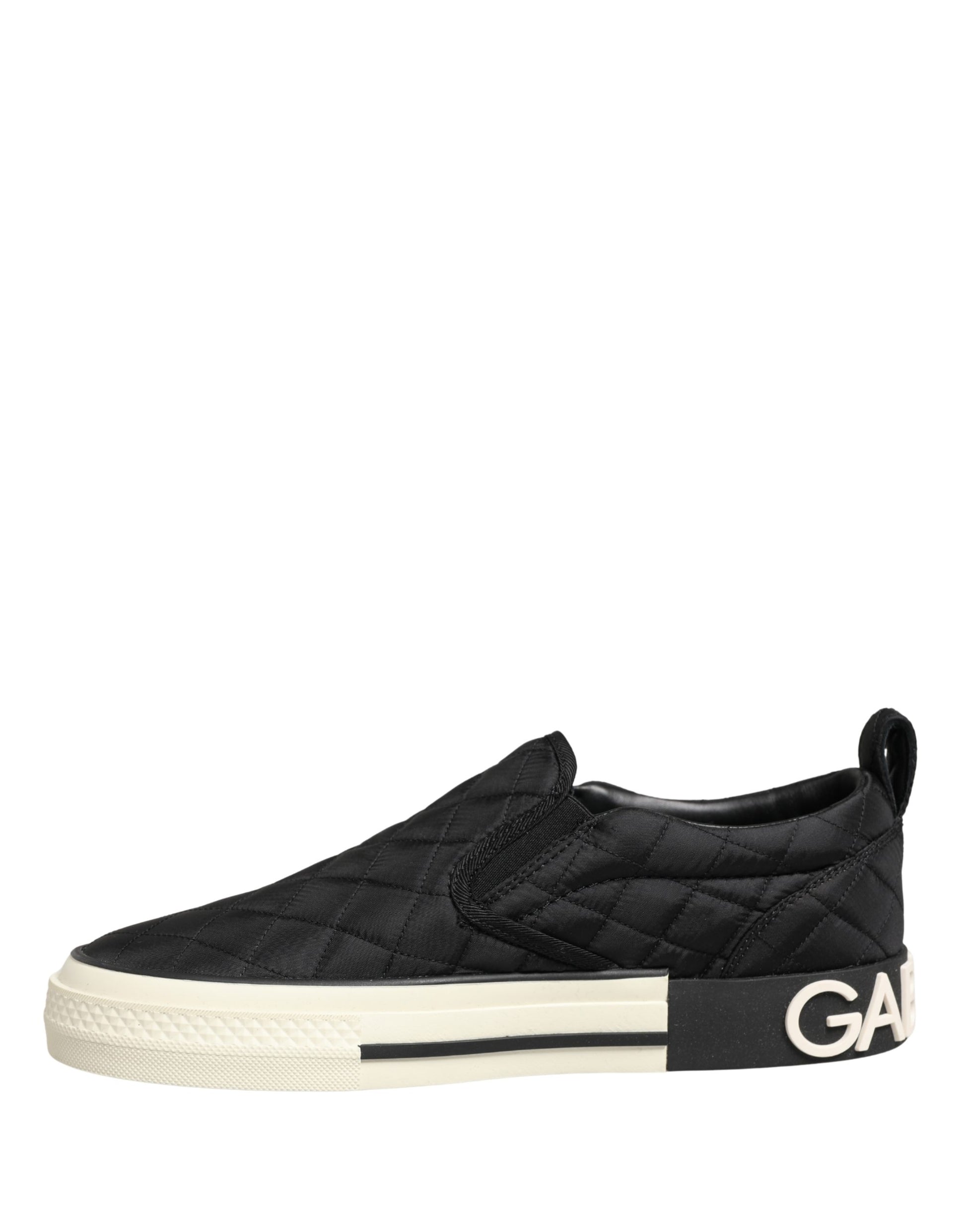 Dolce & Gabbana Black Quilted Slip On Low Top Sneakers Shoes Curated Luxury Accessories by Orvyn