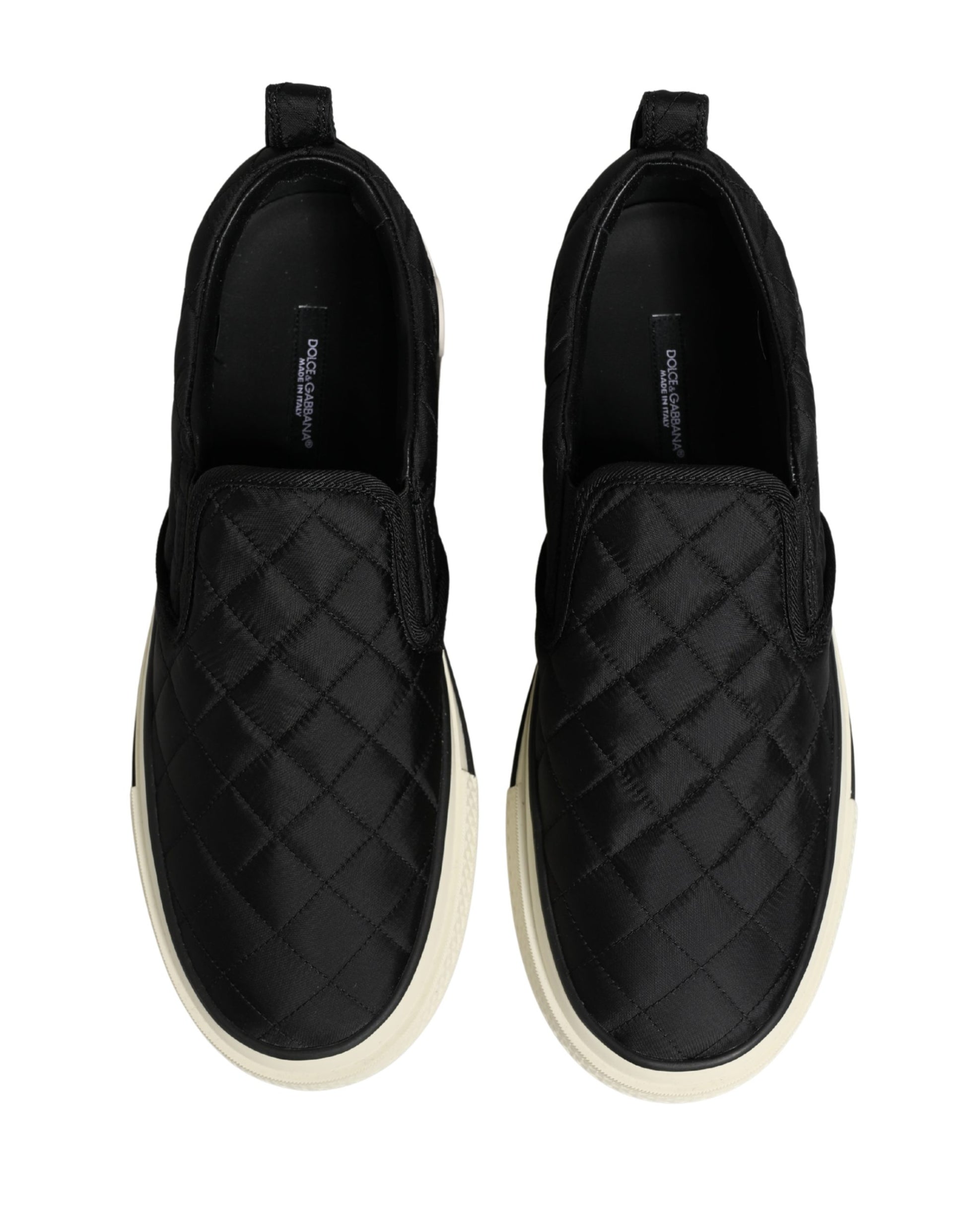 Dolce & Gabbana Black Quilted Slip On Low Top Sneakers Shoes Curated Luxury Accessories by Orvyn