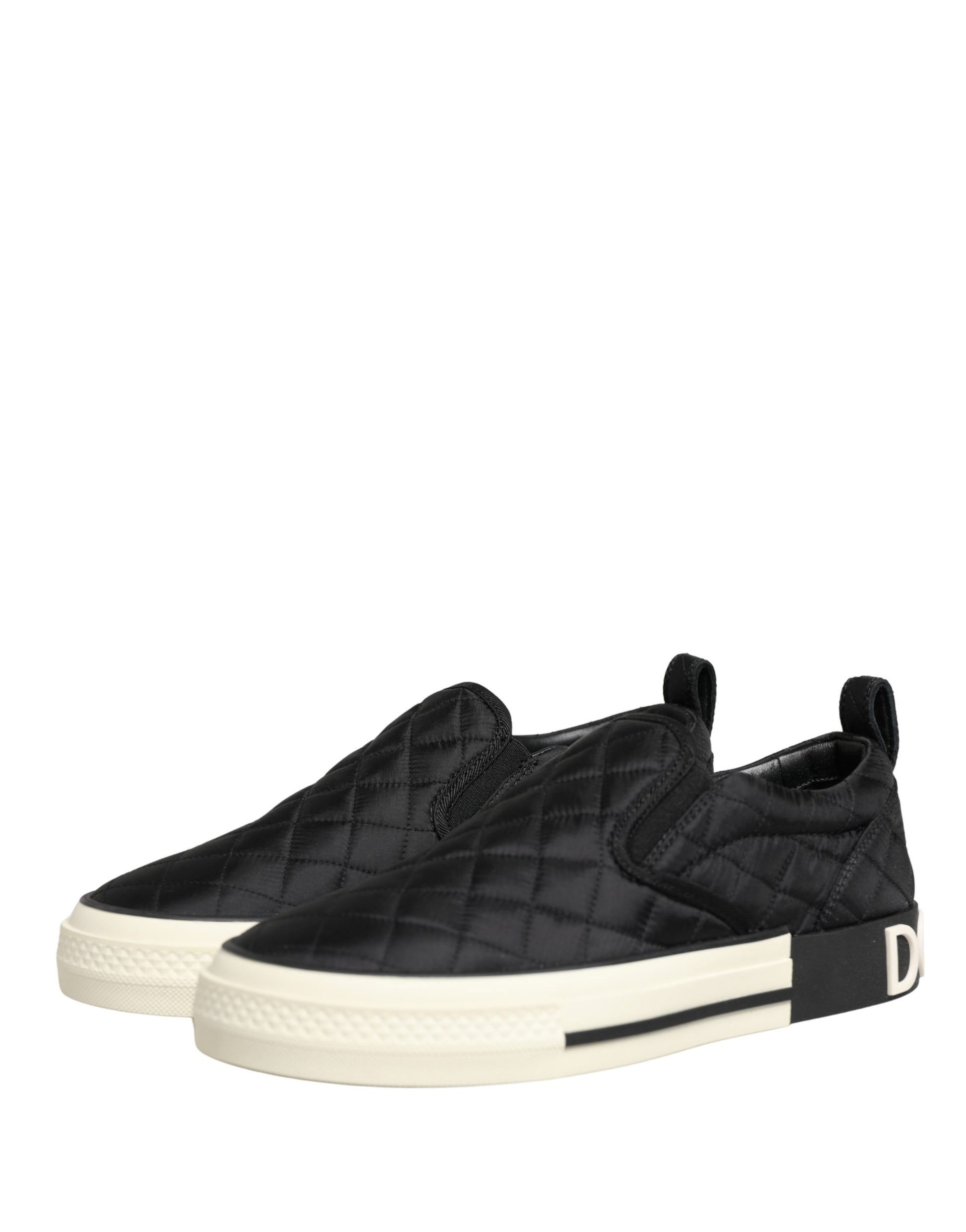 Dolce & Gabbana Black Quilted Slip On Low Top Sneakers Shoes Curated Luxury Accessories by Orvyn