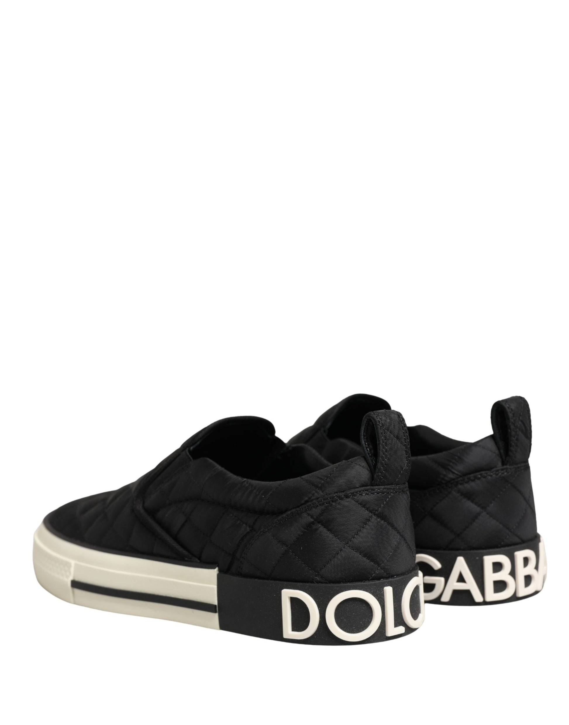 Dolce & Gabbana Black Quilted Slip On Low Top Sneakers Shoes Curated Luxury Accessories by Orvyn