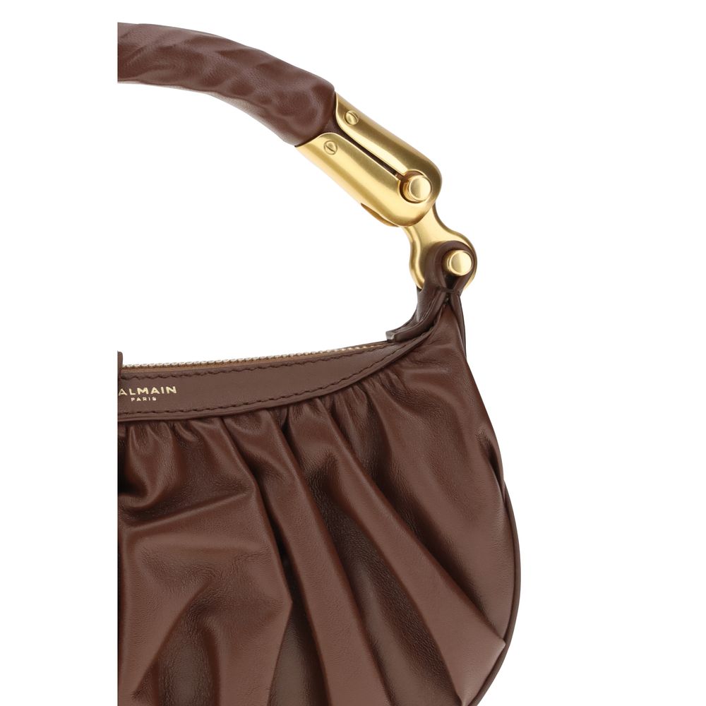 Balmain Brown Leather Shoulder Bag Bags braun