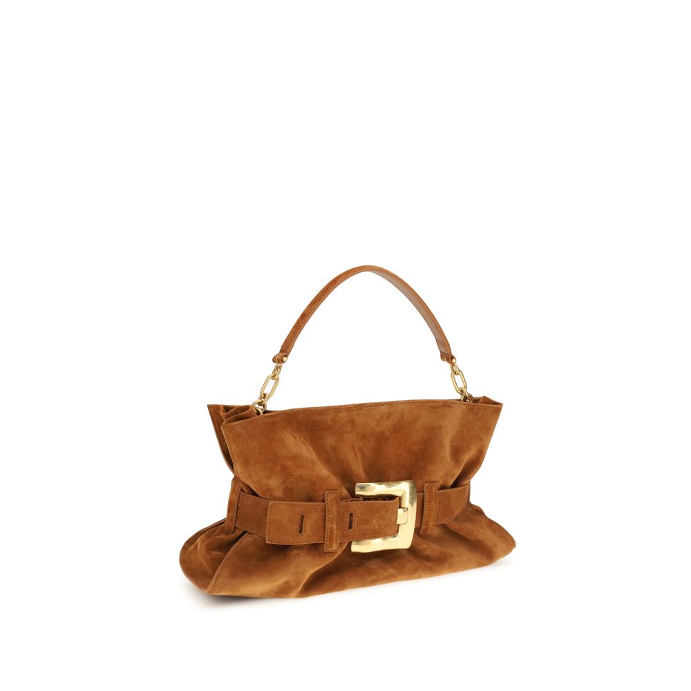 Balmain Brown Medium Anthem Bag In Suede Calfskin Handbag Bags braun
