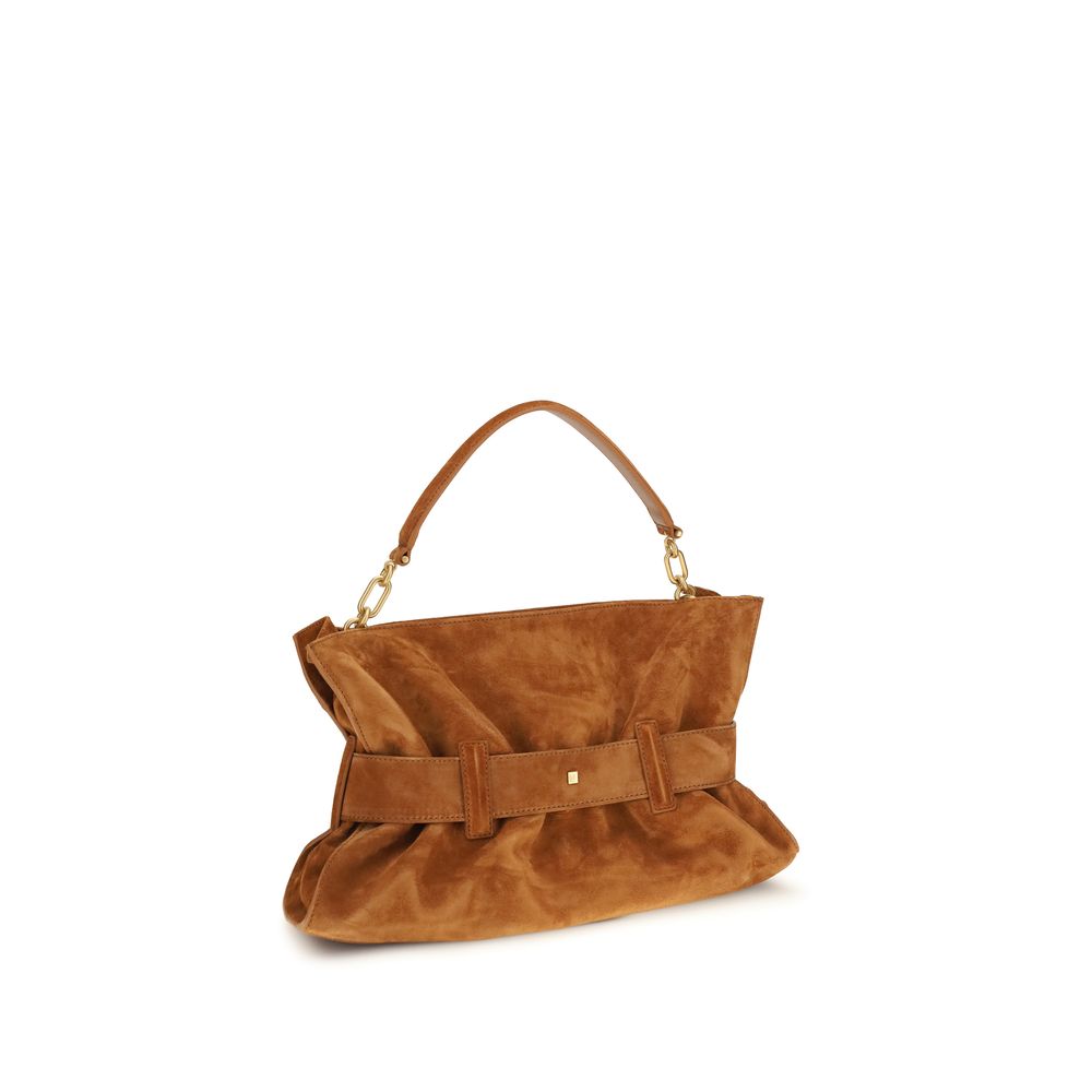 Balmain Brown Medium Anthem Bag In Suede Calfskin Handbag Bags braun