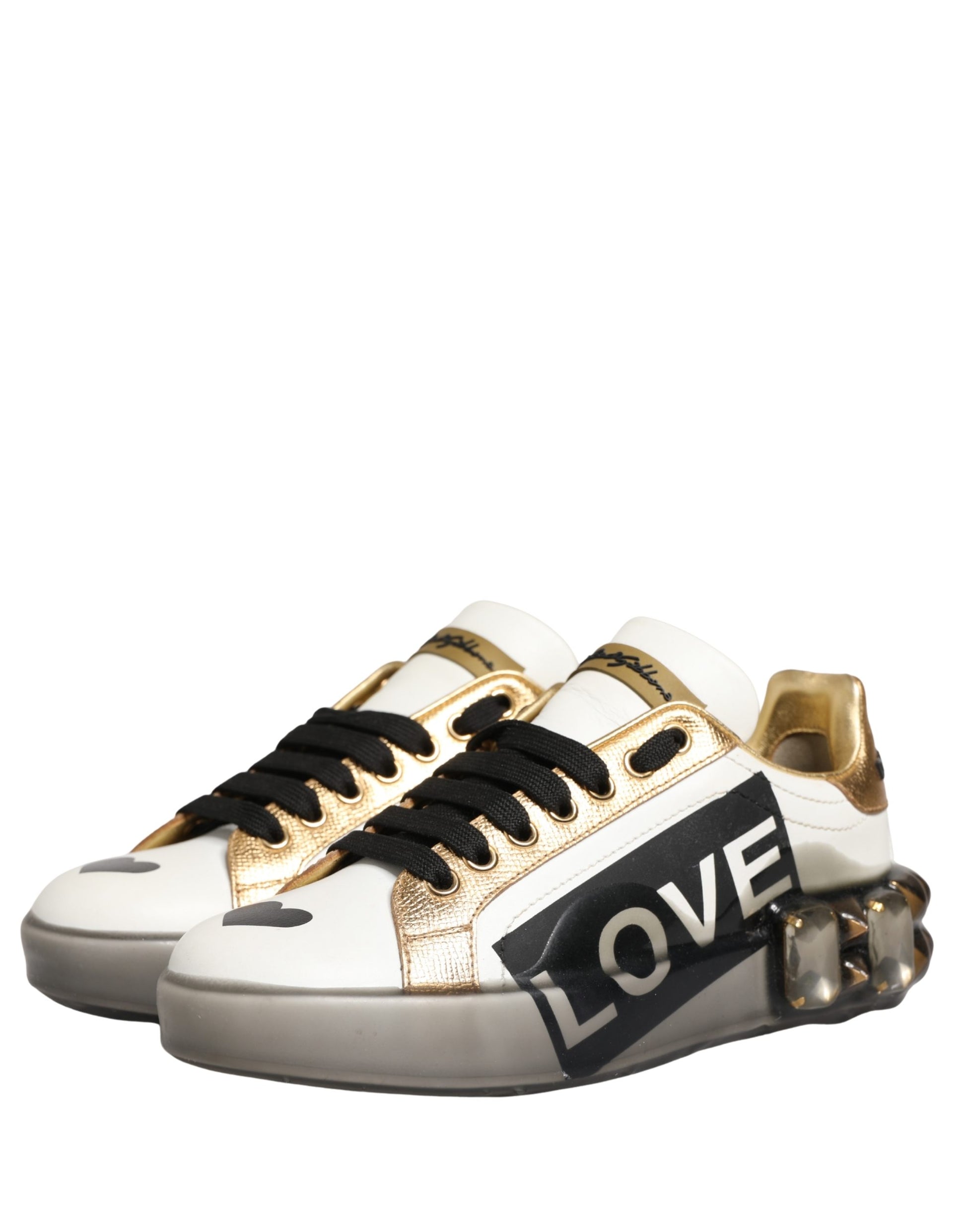 Dolce & Gabbana Multicolor Crystal StuddedLOVE Sneakers Shoes Curated Luxury Accessories by Orvyn