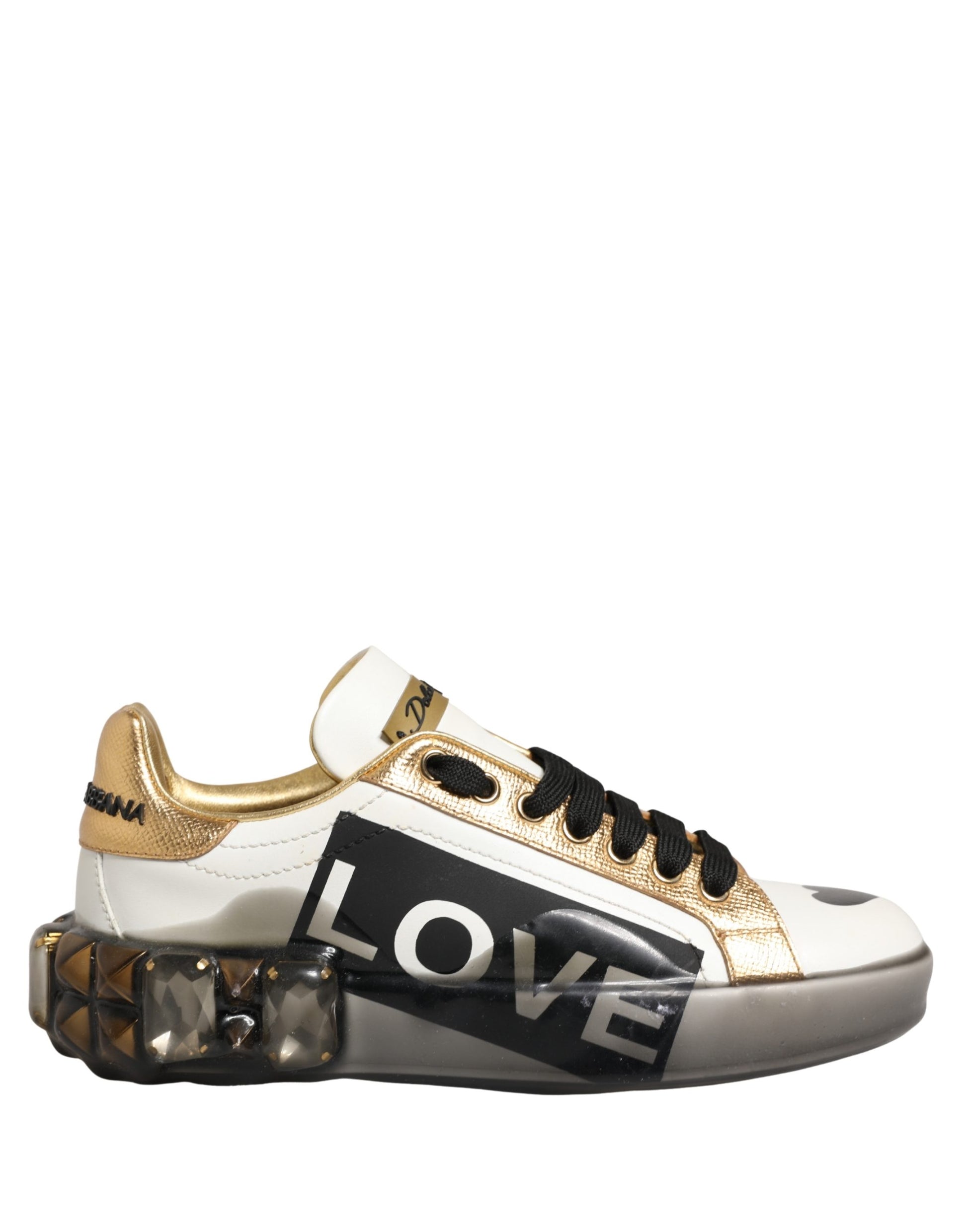 Dolce & Gabbana Multicolor Crystal StuddedLOVE Sneakers Shoes Curated Luxury Accessories by Orvyn