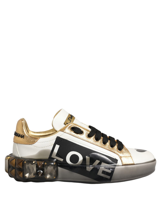 Dolce & Gabbana Multicolor Crystal StuddedLOVE Sneakers Shoes Curated Luxury Accessories by Orvyn