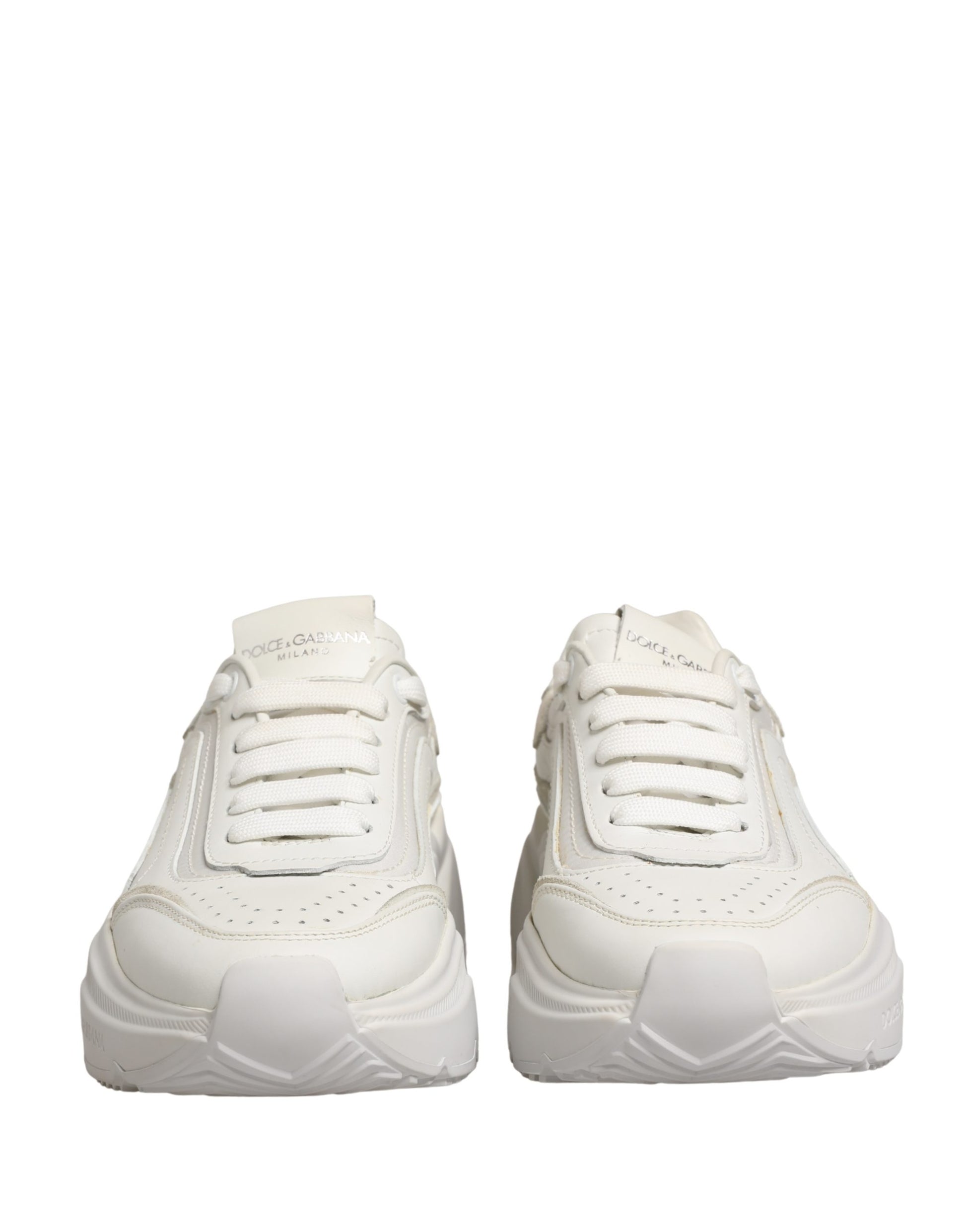 Dolce & Gabbana White Leather Daymaster Low Top Sneakers Shoes Curated Luxury Accessories by Orvyn