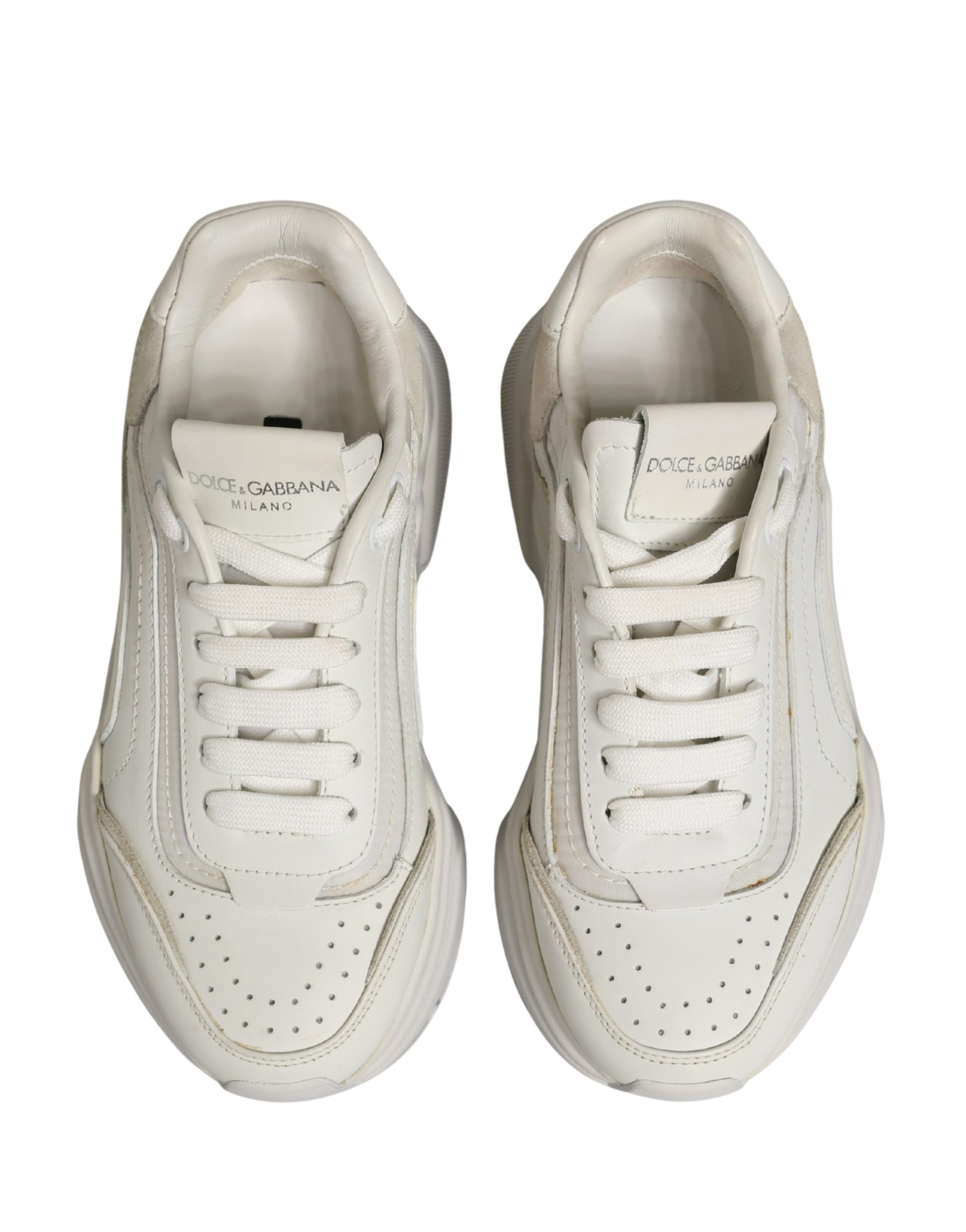 Dolce & Gabbana White Leather Daymaster Low Top Sneakers Shoes Curated Luxury Accessories by Orvyn