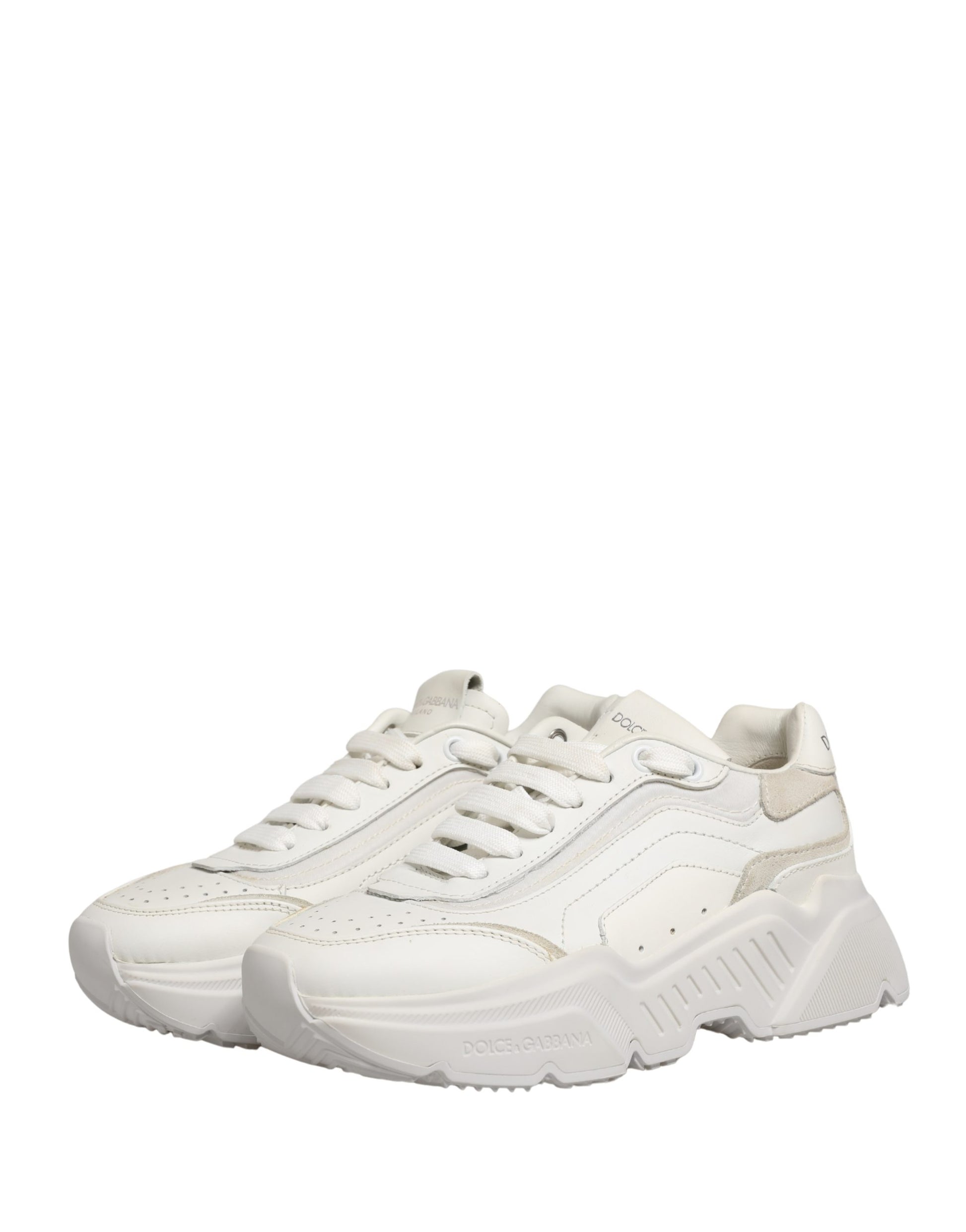 Dolce & Gabbana White Leather Daymaster Low Top Sneakers Shoes Curated Luxury Accessories by Orvyn