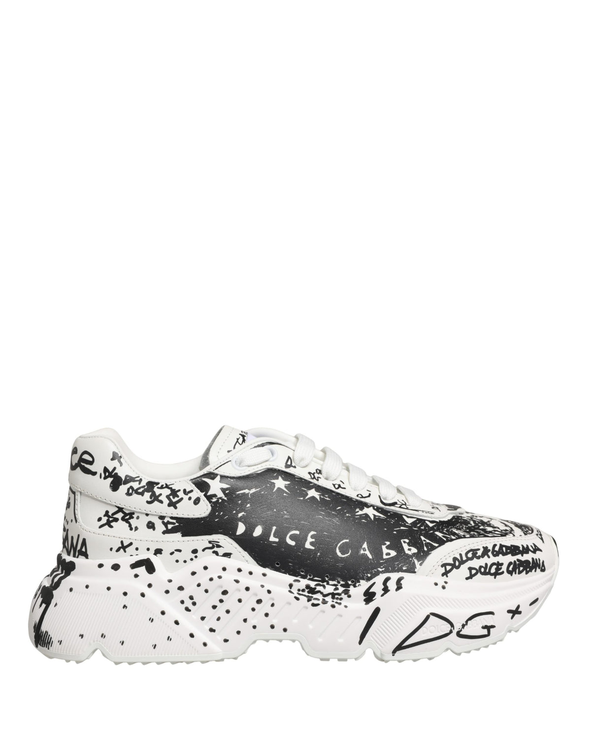 Dolce & Gabbana White Daymaster Graffiti Low Top Sneakers Shoes weiss