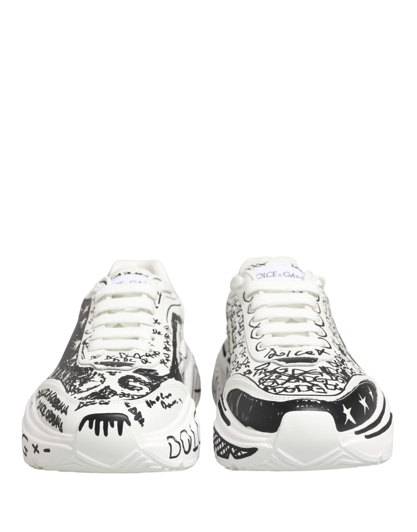 Dolce & Gabbana White Daymaster Graffiti Low Top Sneakers Shoes Curated Luxury Accessories by Orvyn